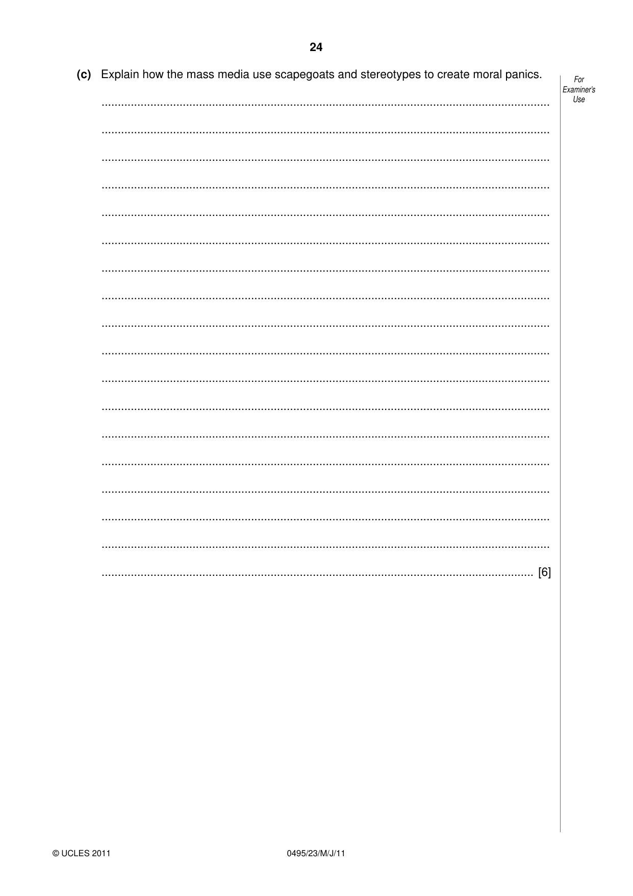 Cambridge IGCSE Sociology 0495 2011 May/June Paper 2 · Variant 3 question paper, page 24 of 28