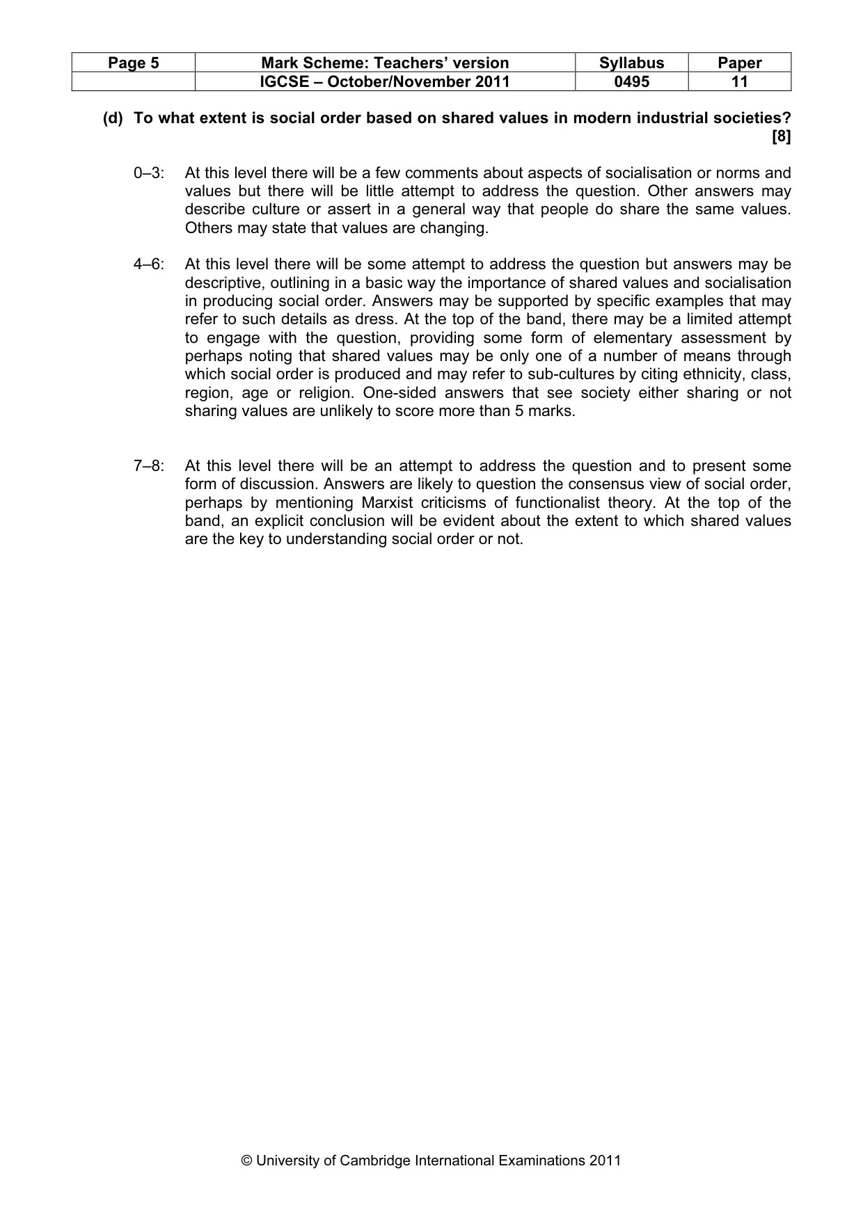 Mark scheme, page 5 of 11