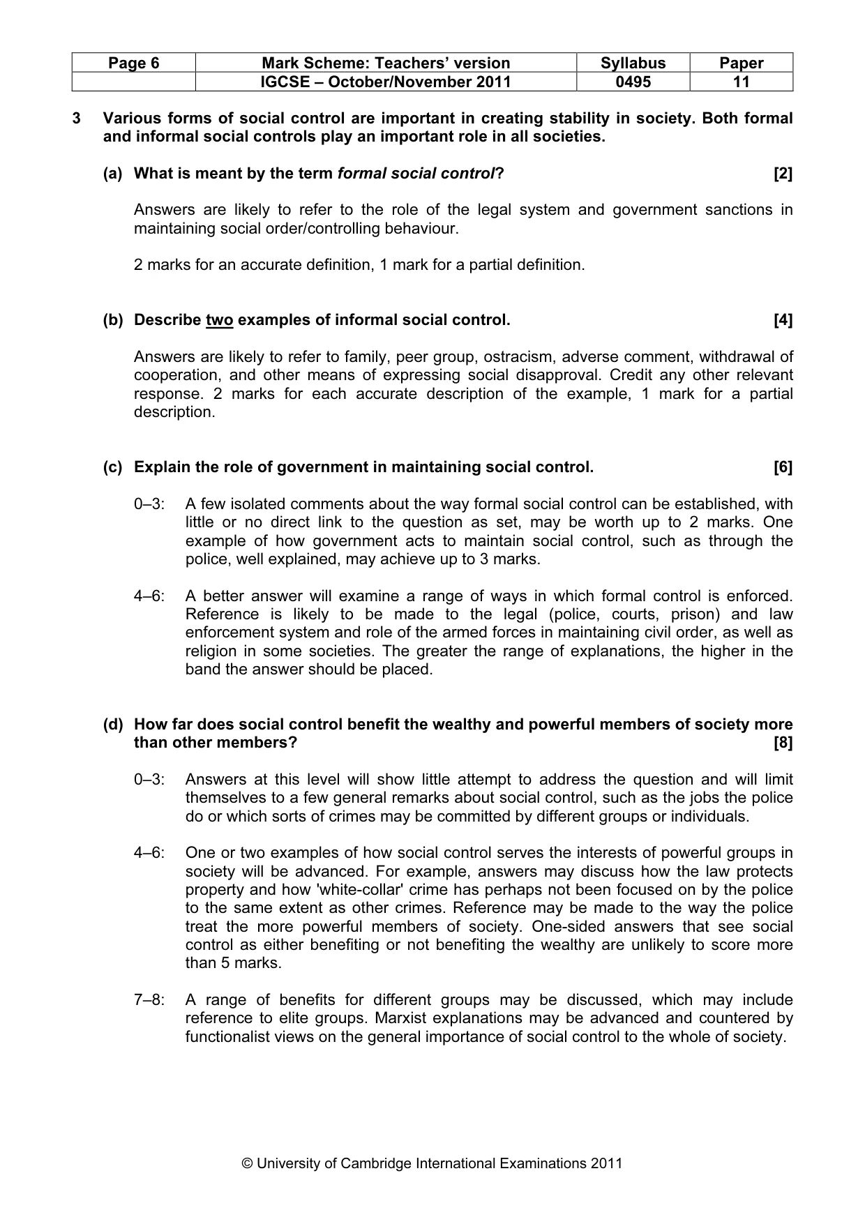 Mark scheme, page 6 of 11