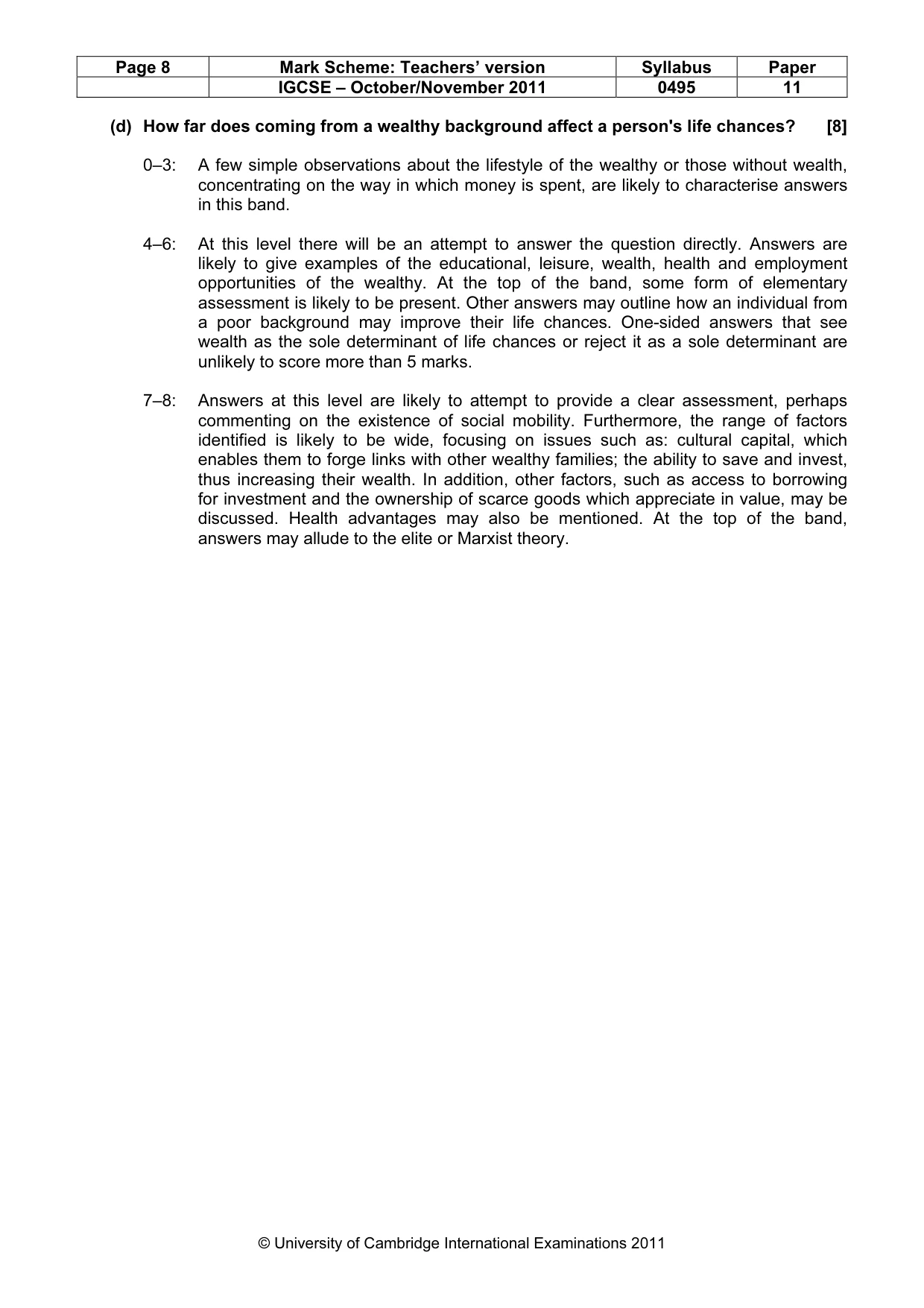 Mark scheme, page 8 of 11