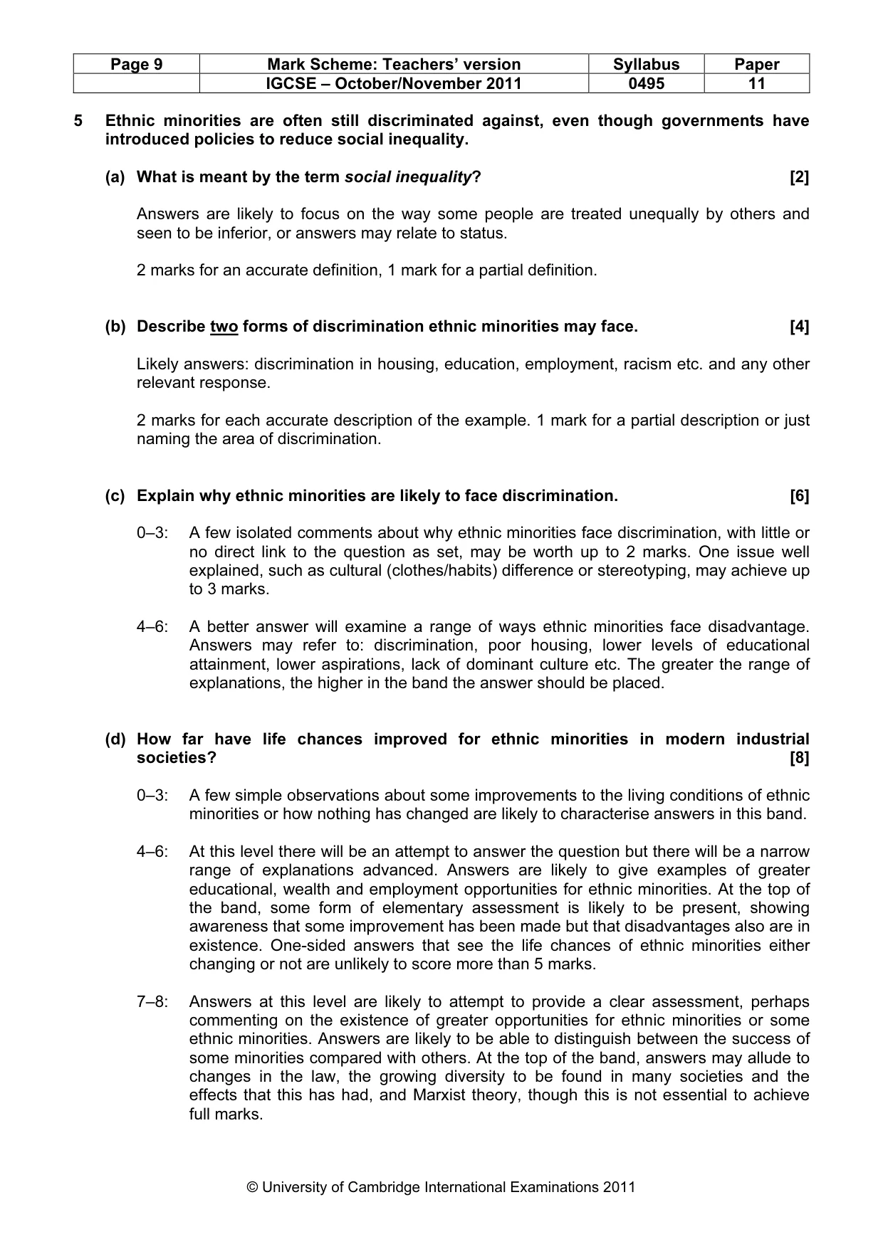 Mark scheme, page 9 of 11