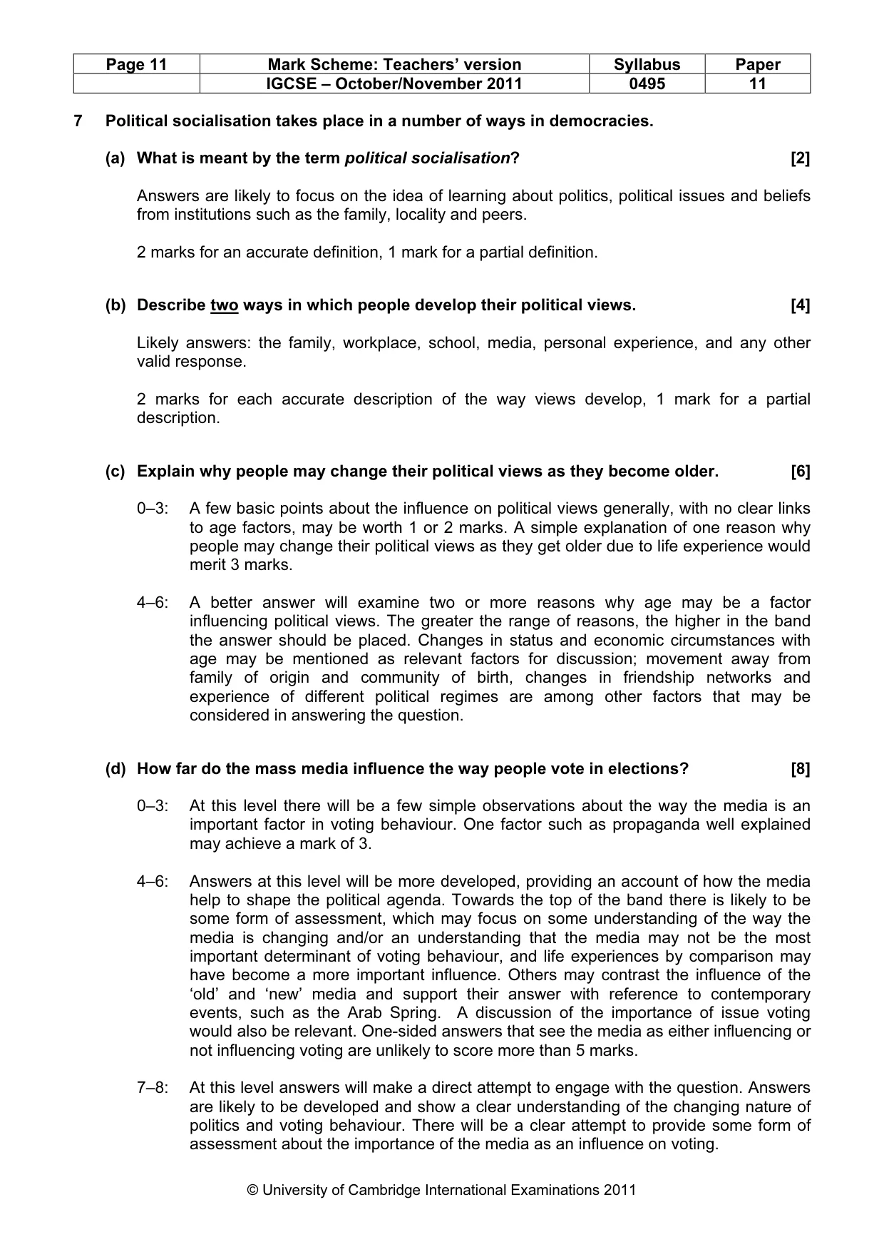 Mark scheme, page 11 of 11