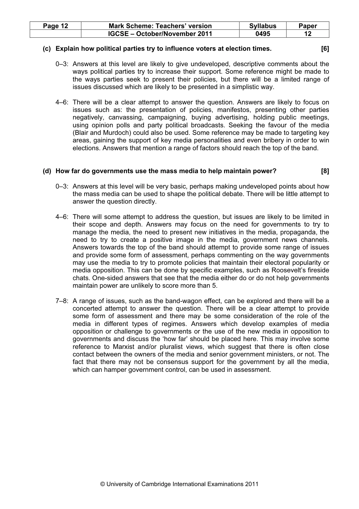 Mark scheme, page 12 of 12