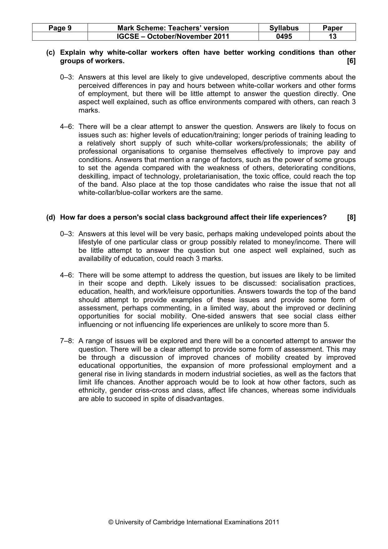 Mark scheme, page 9 of 12