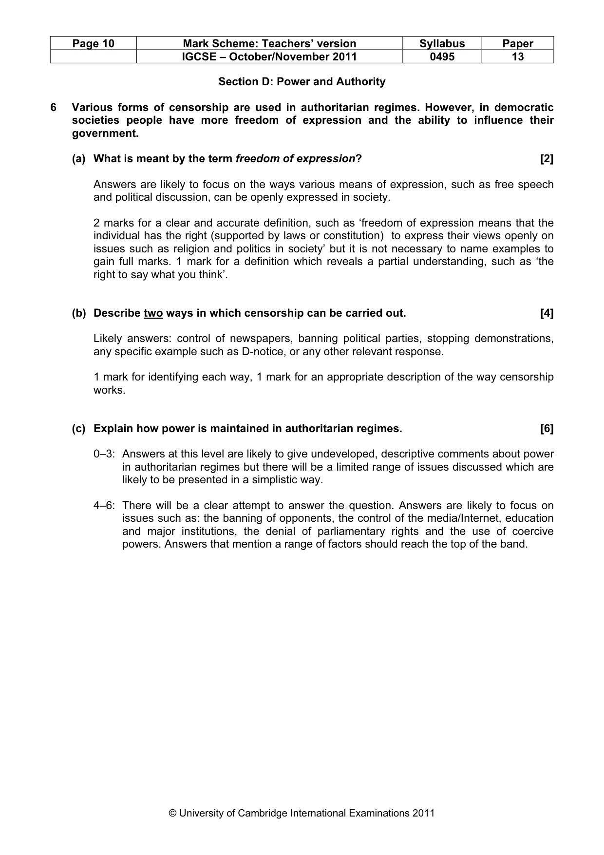 Mark scheme, page 10 of 12