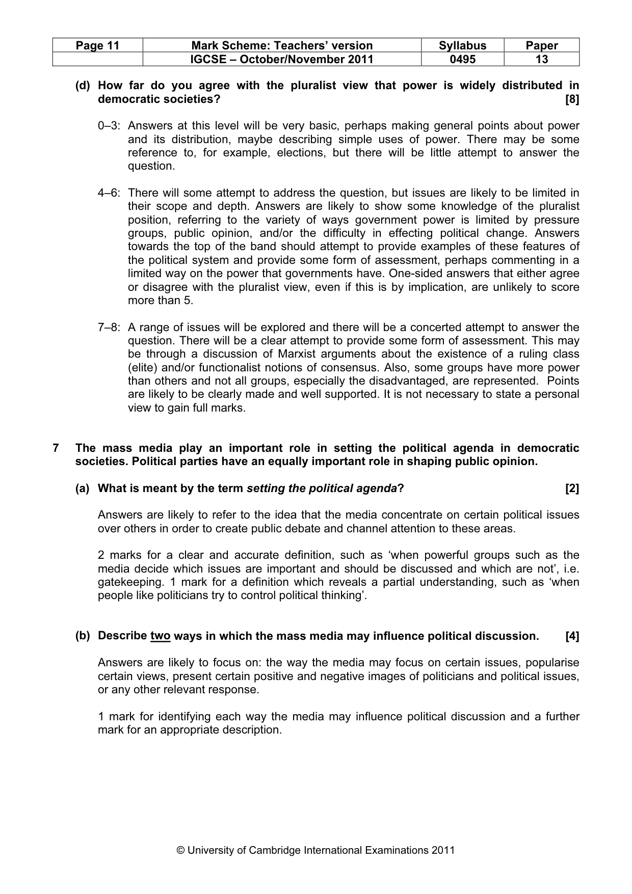 Mark scheme, page 11 of 12