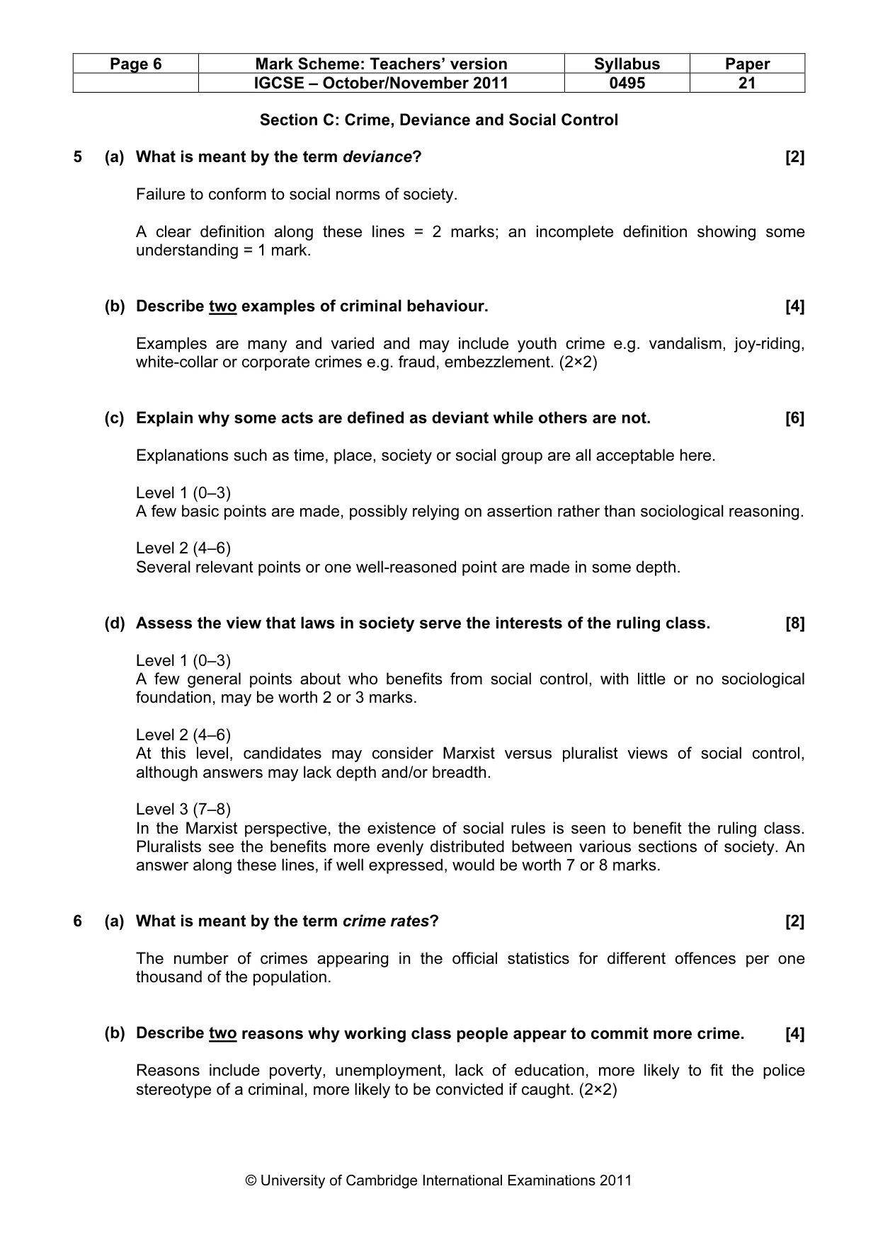 Mark scheme, page 6 of 9