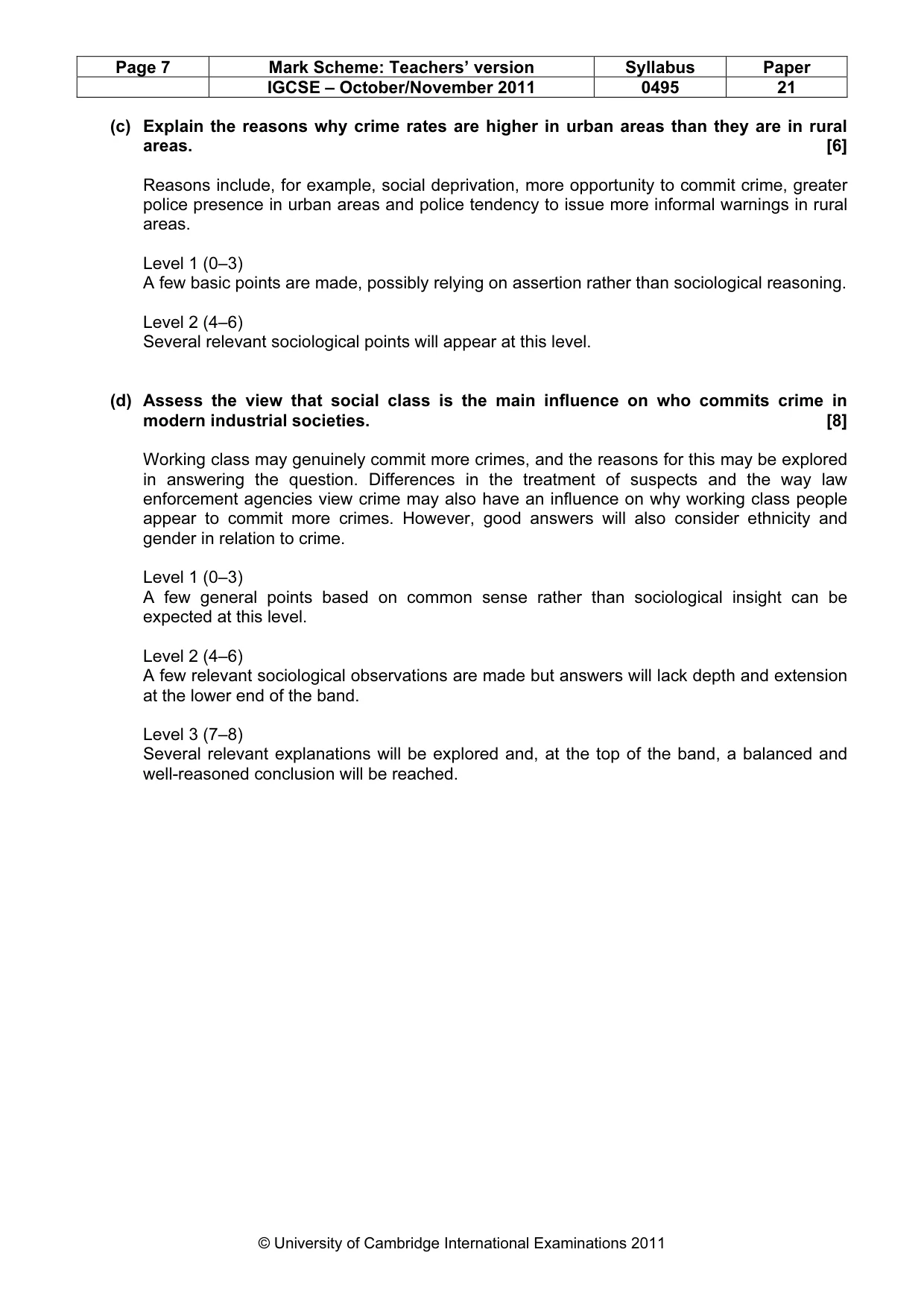 Mark scheme, page 7 of 9