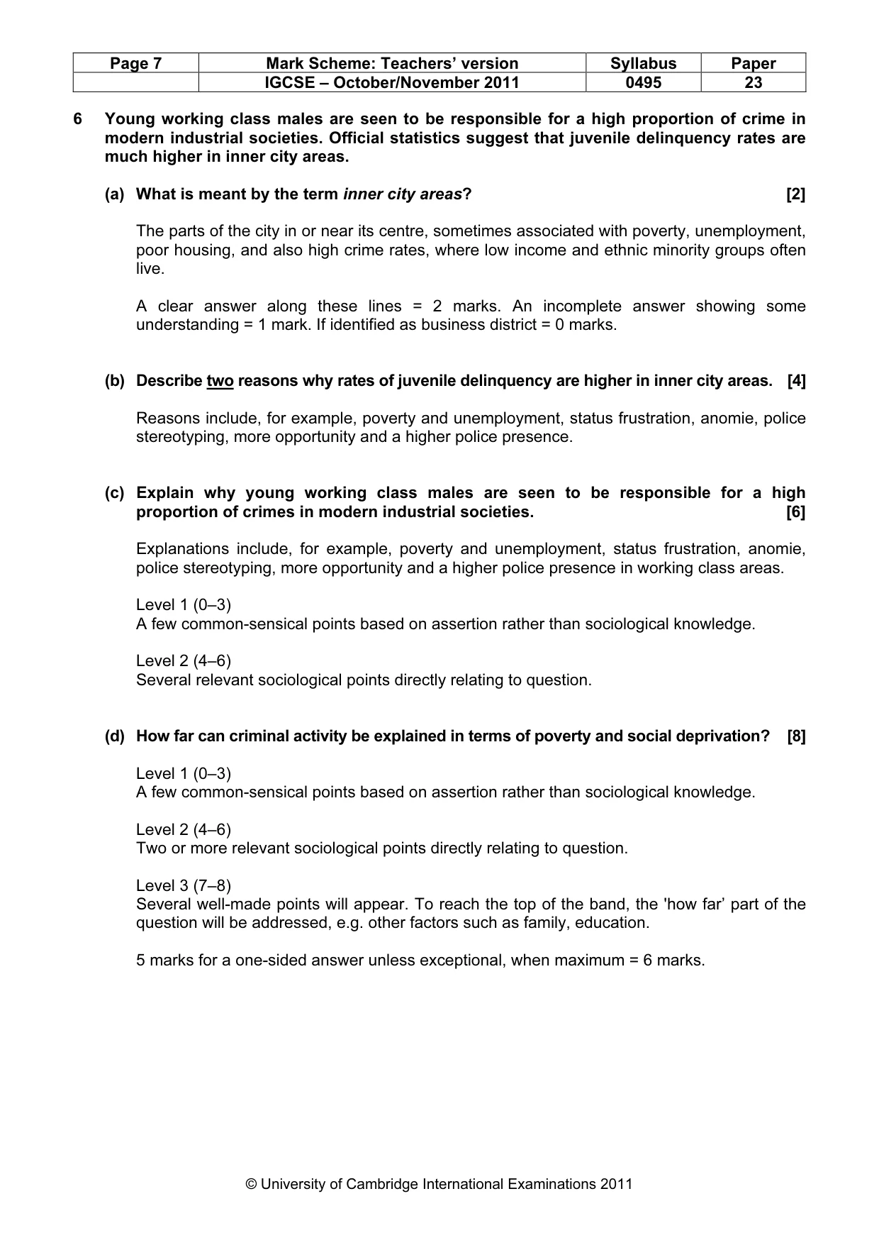 Mark scheme, page 7 of 9
