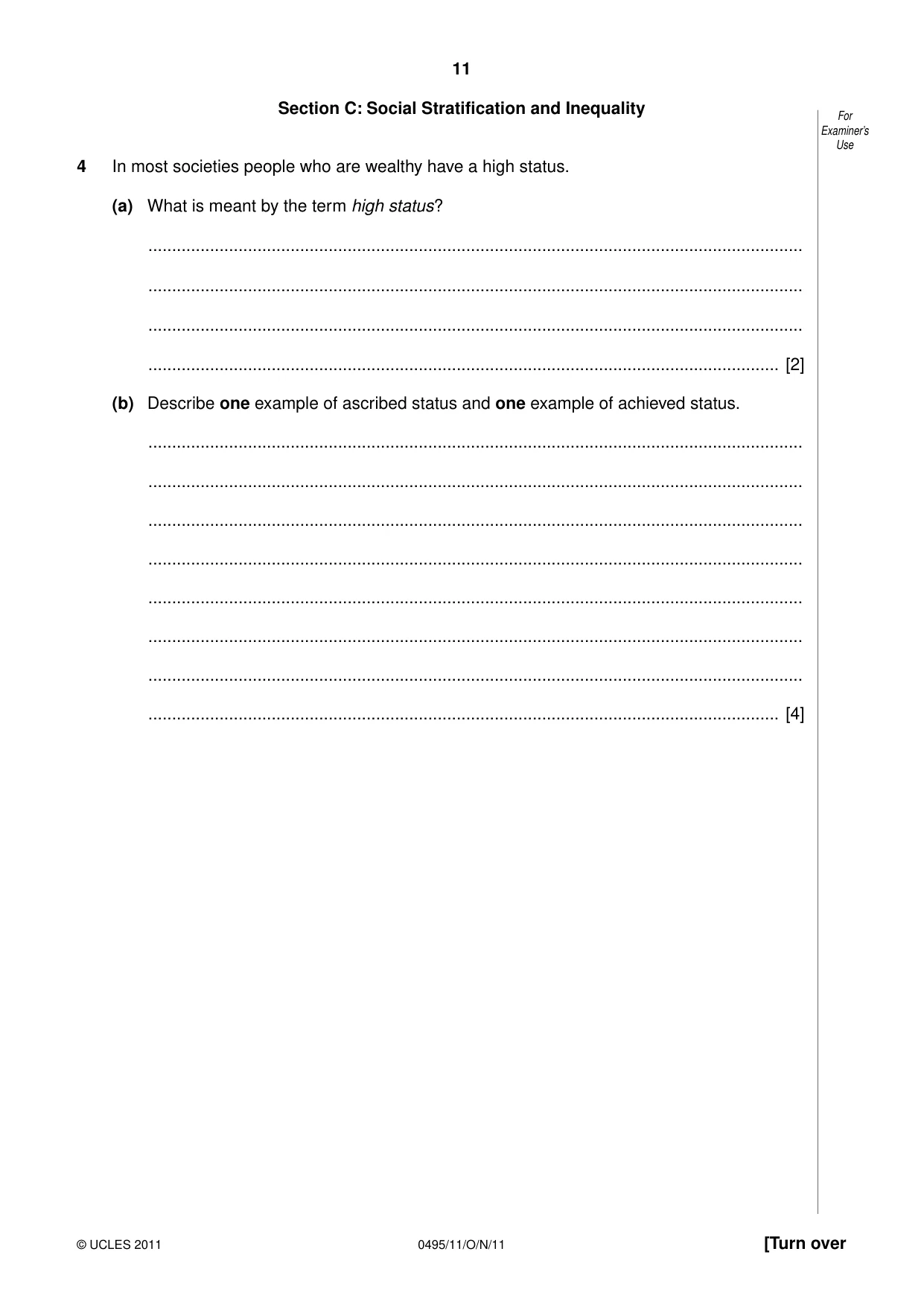 Cambridge IGCSE Sociology 0495 2011 Oct/Nov Paper 1 · Variant 1 question paper, page 11 of 24
