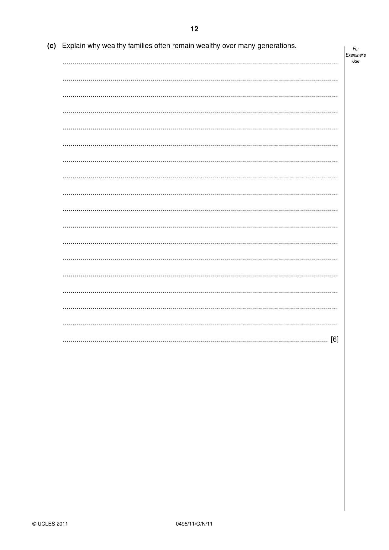 Cambridge IGCSE Sociology 0495 2011 Oct/Nov Paper 1 · Variant 1 question paper, page 12 of 24