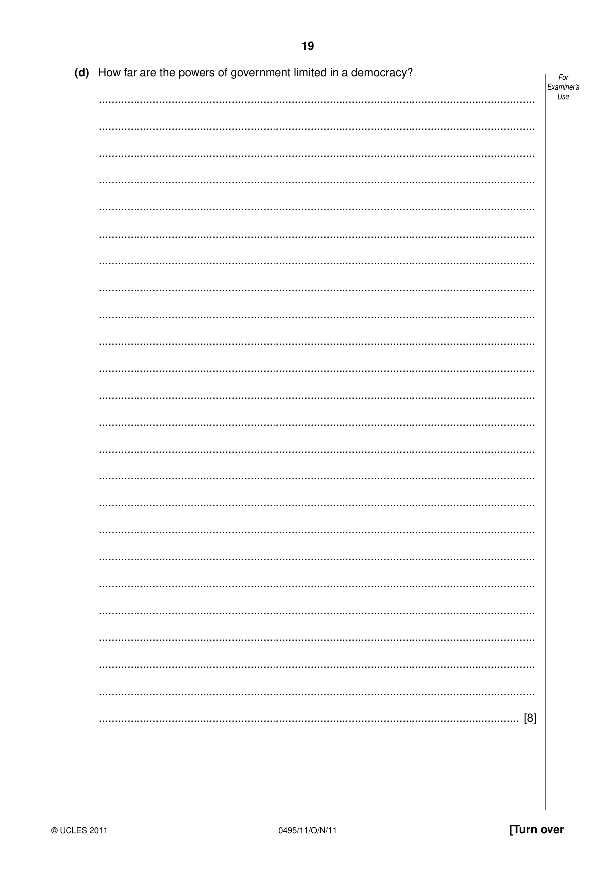 Cambridge IGCSE Sociology 0495 2011 Oct/Nov Paper 1 · Variant 1 question paper, page 19 of 24