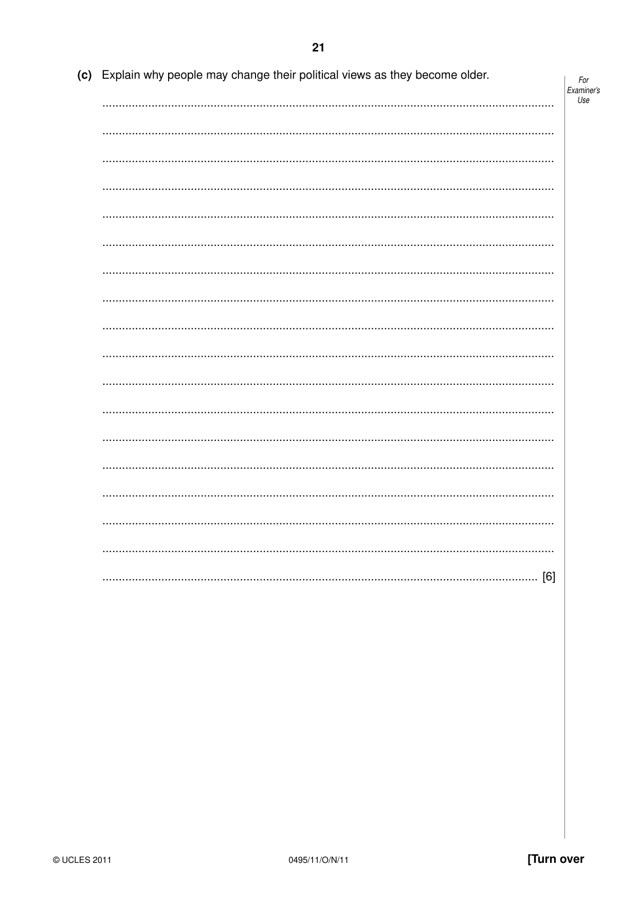 Cambridge IGCSE Sociology 0495 2011 Oct/Nov Paper 1 · Variant 1 question paper, page 21 of 24