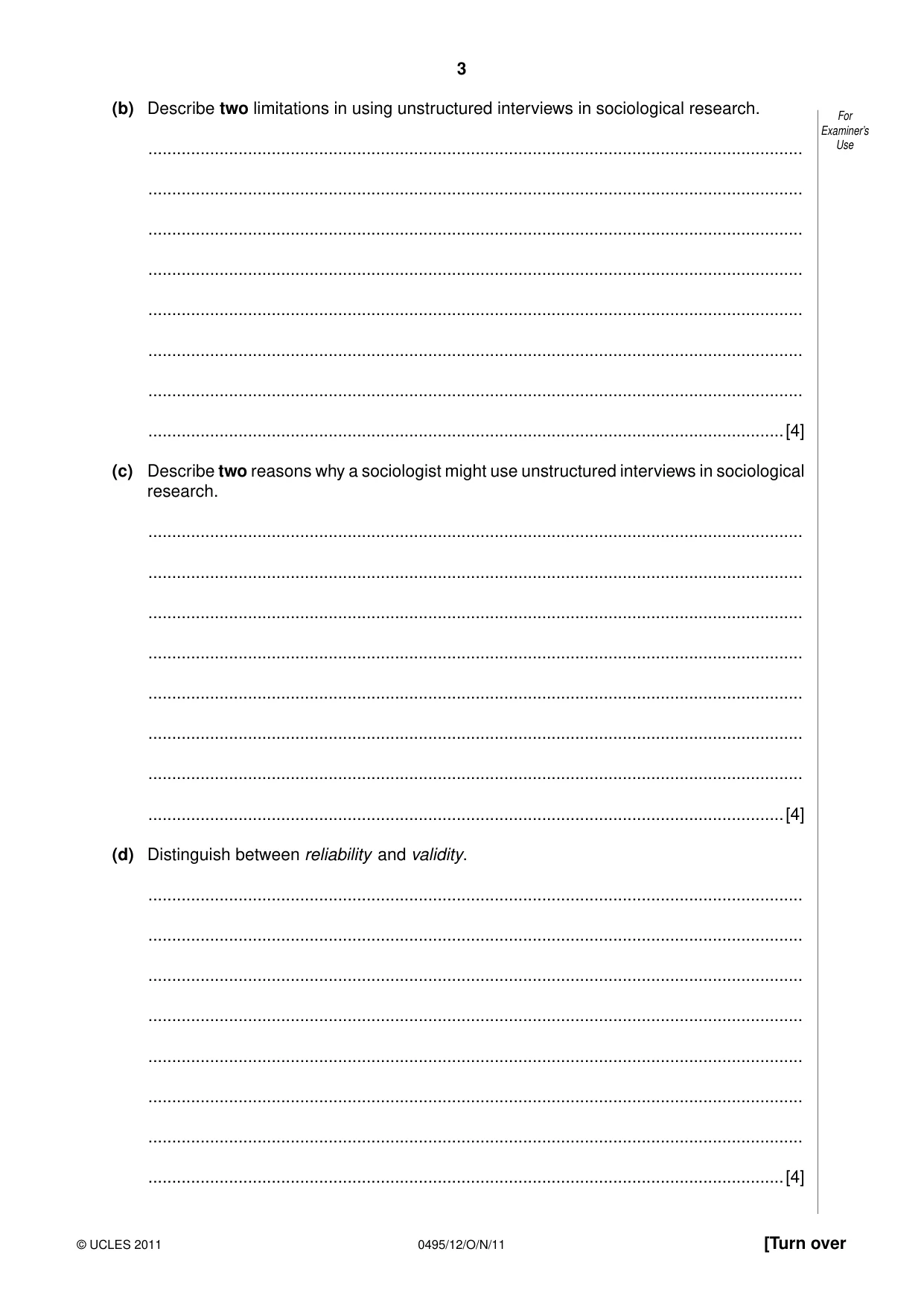Cambridge IGCSE Sociology 0495 2011 Oct/Nov Paper 1 · Variant 2 question paper, page 3 of 24