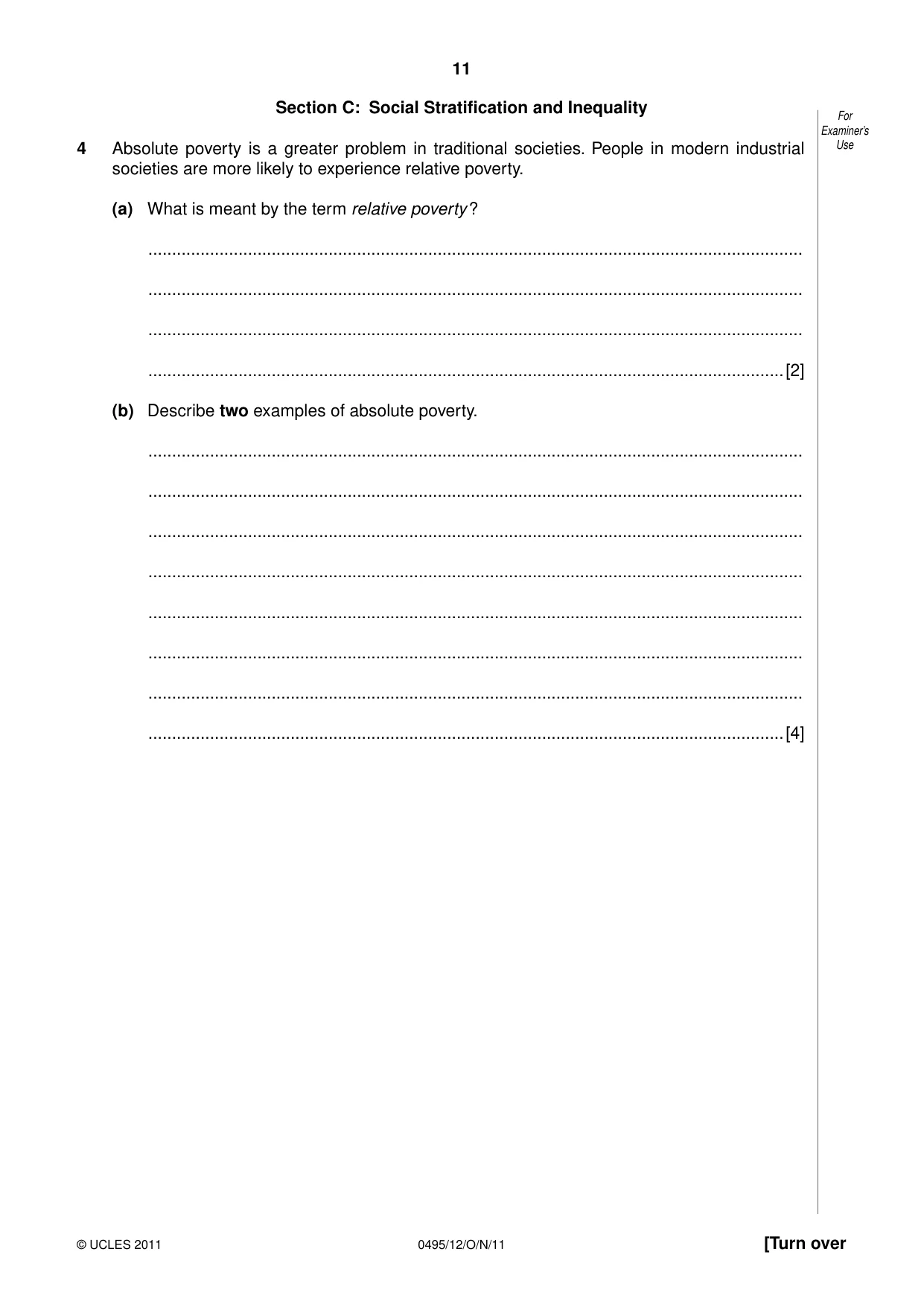 Cambridge IGCSE Sociology 0495 2011 Oct/Nov Paper 1 · Variant 2 question paper, page 11 of 24