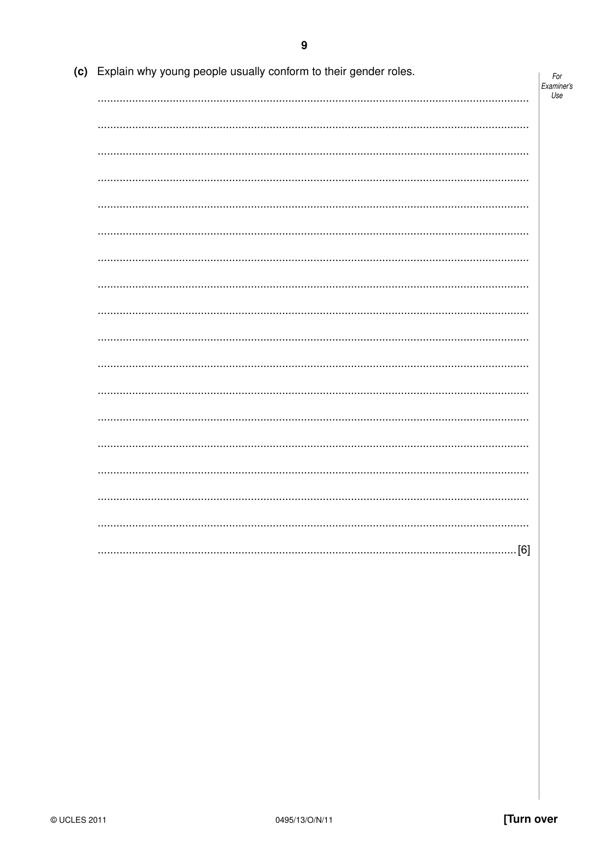 Cambridge IGCSE Sociology 0495 2011 Oct/Nov Paper 1 · Variant 3 question paper, page 9 of 24