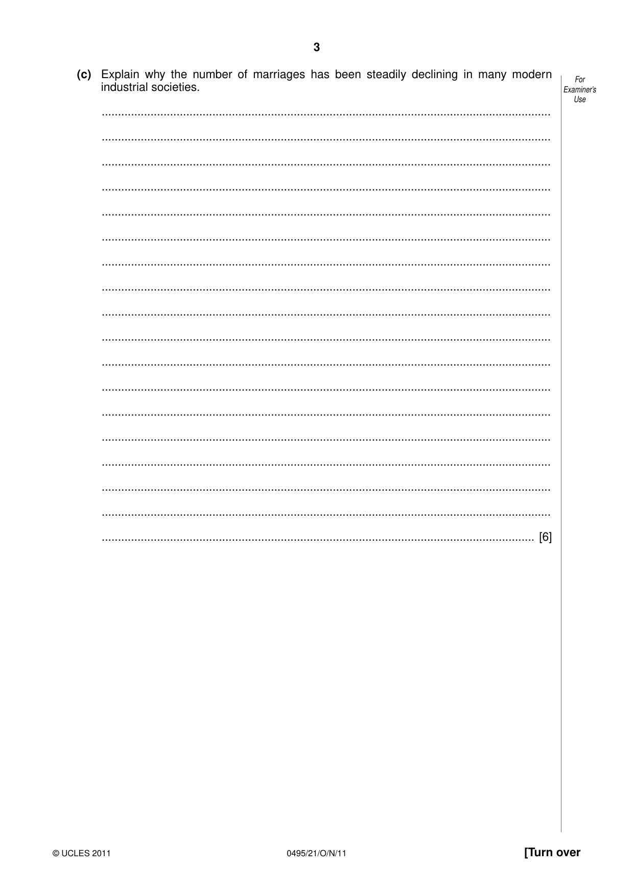 Cambridge IGCSE Sociology 0495 2011 Oct/Nov Paper 2 · Variant 1 question paper, page 3 of 28