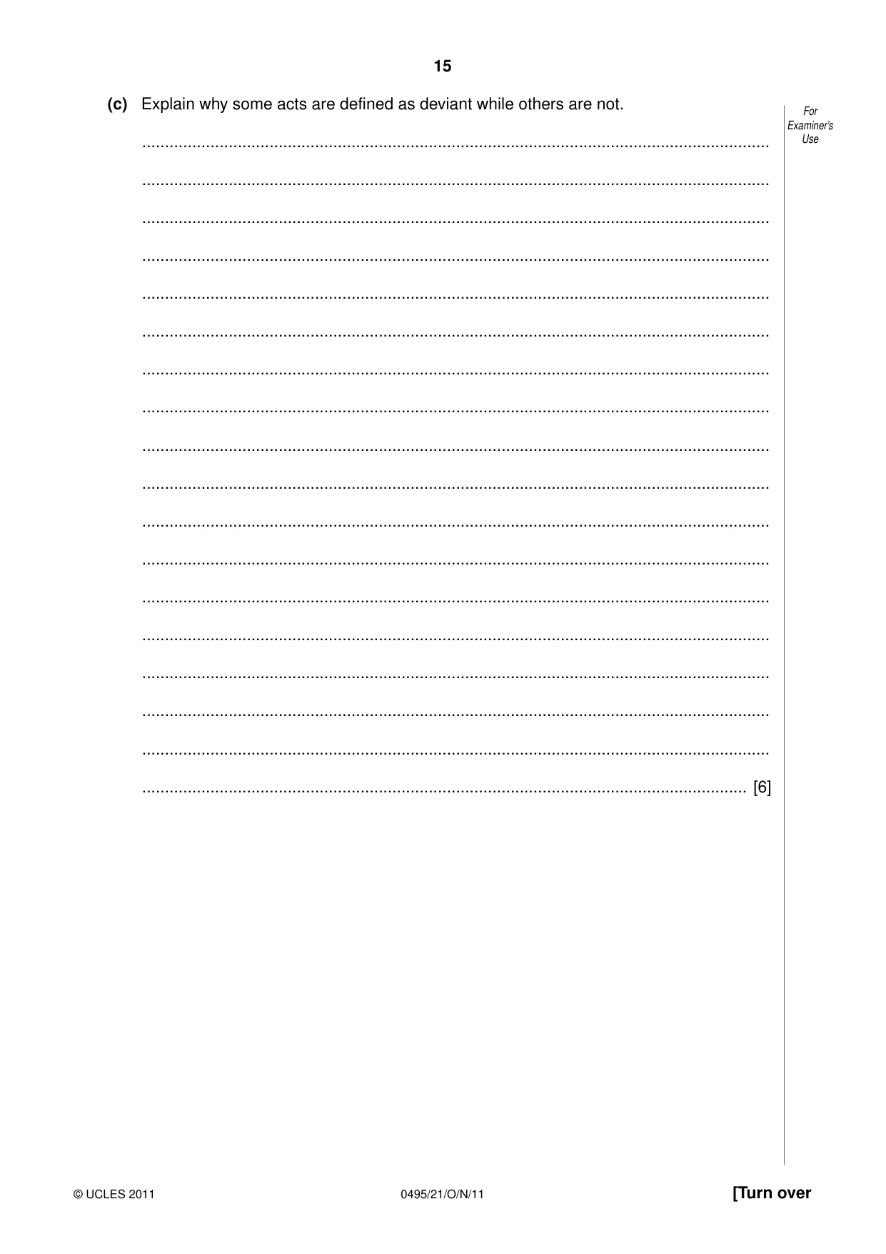 Cambridge IGCSE Sociology 0495 2011 Oct/Nov Paper 2 · Variant 1 question paper, page 15 of 28