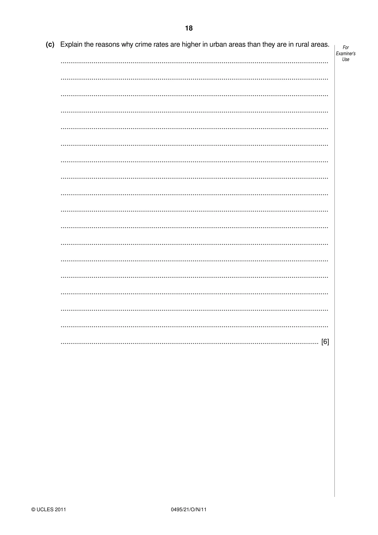 Cambridge IGCSE Sociology 0495 2011 Oct/Nov Paper 2 · Variant 1 question paper, page 18 of 28