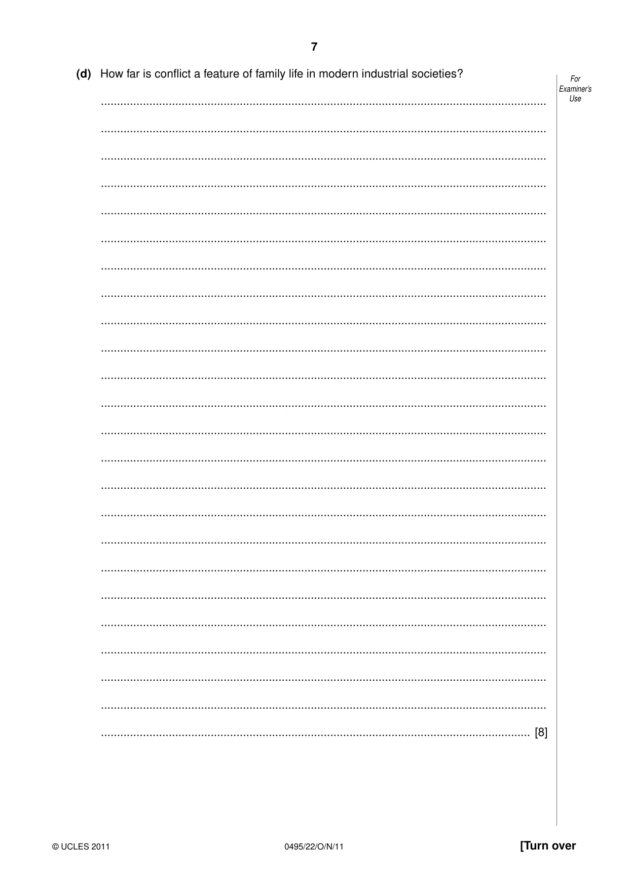 Cambridge IGCSE Sociology 0495 2011 Oct/Nov Paper 2 · Variant 2 question paper, page 7 of 28