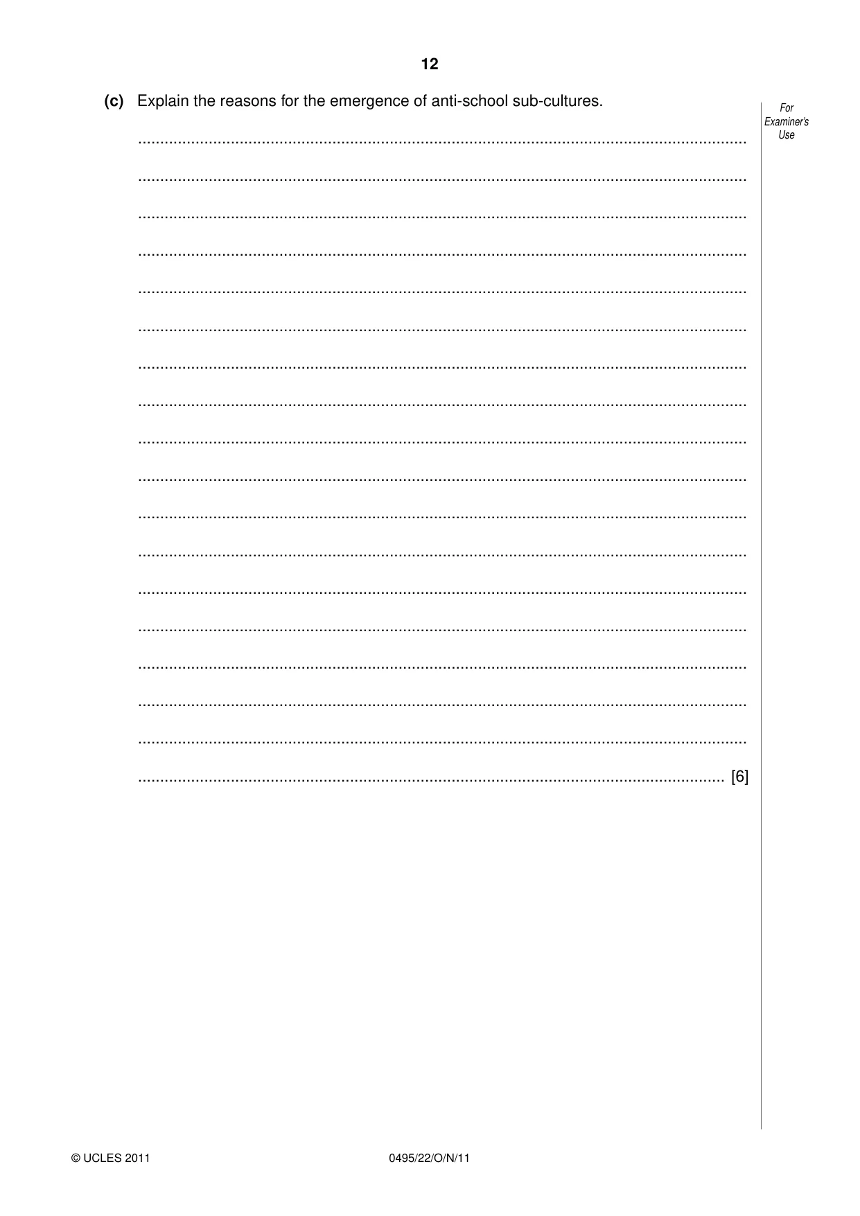 Cambridge IGCSE Sociology 0495 2011 Oct/Nov Paper 2 · Variant 2 question paper, page 12 of 28