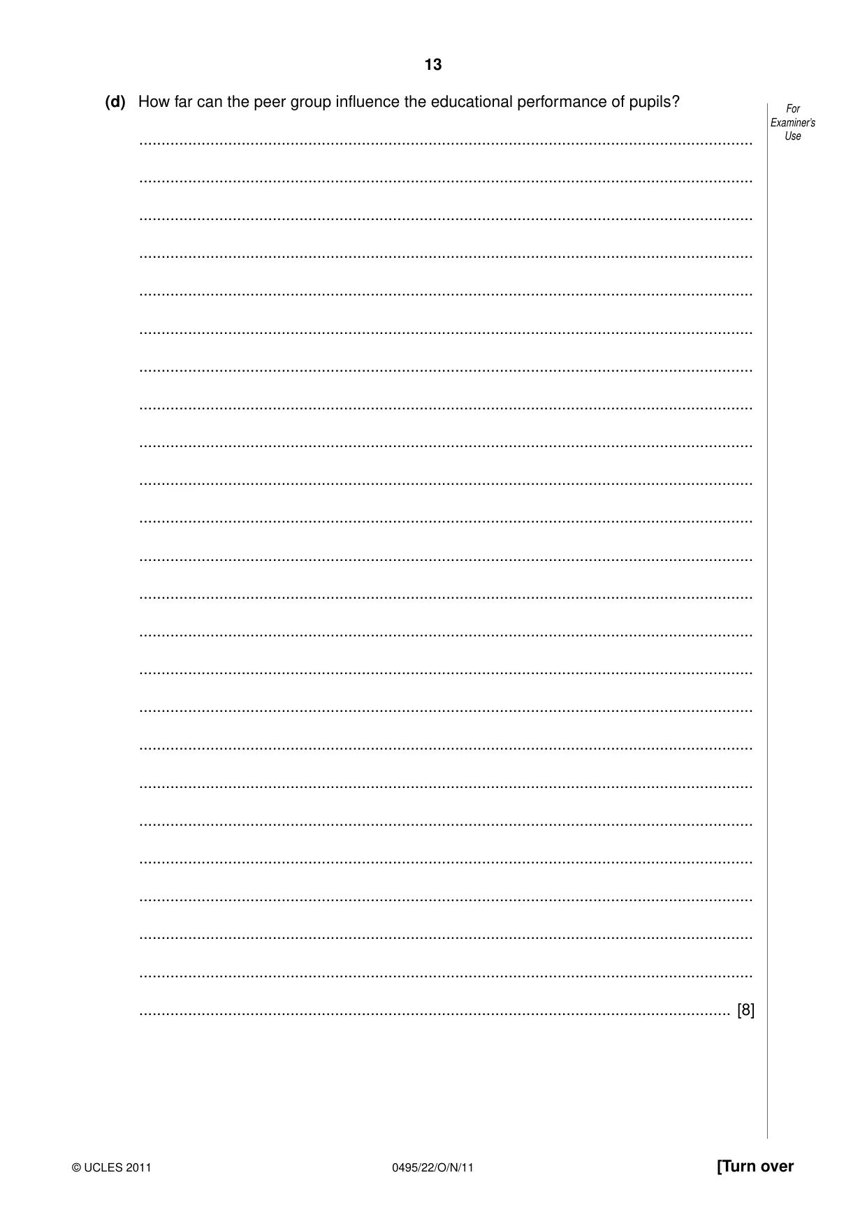 Cambridge IGCSE Sociology 0495 2011 Oct/Nov Paper 2 · Variant 2 question paper, page 13 of 28