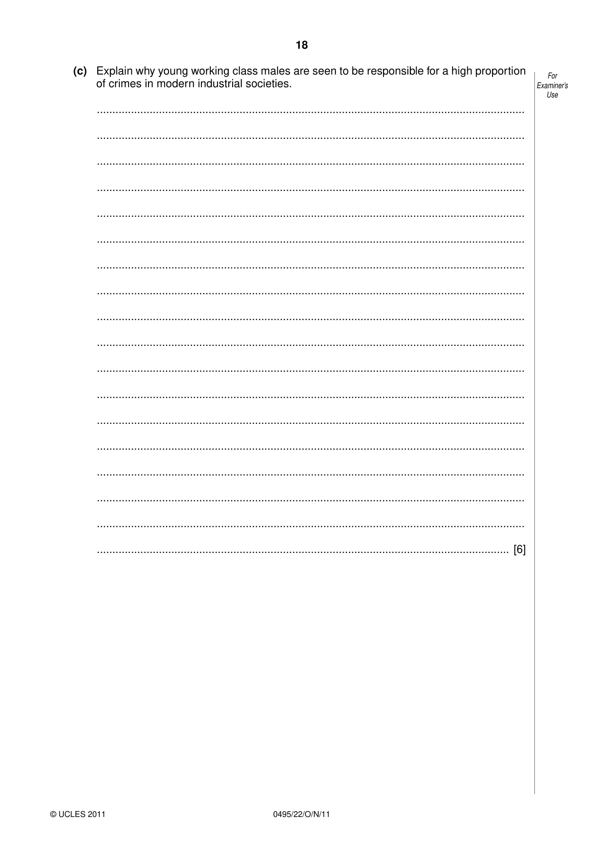 Cambridge IGCSE Sociology 0495 2011 Oct/Nov Paper 2 · Variant 2 question paper, page 18 of 28
