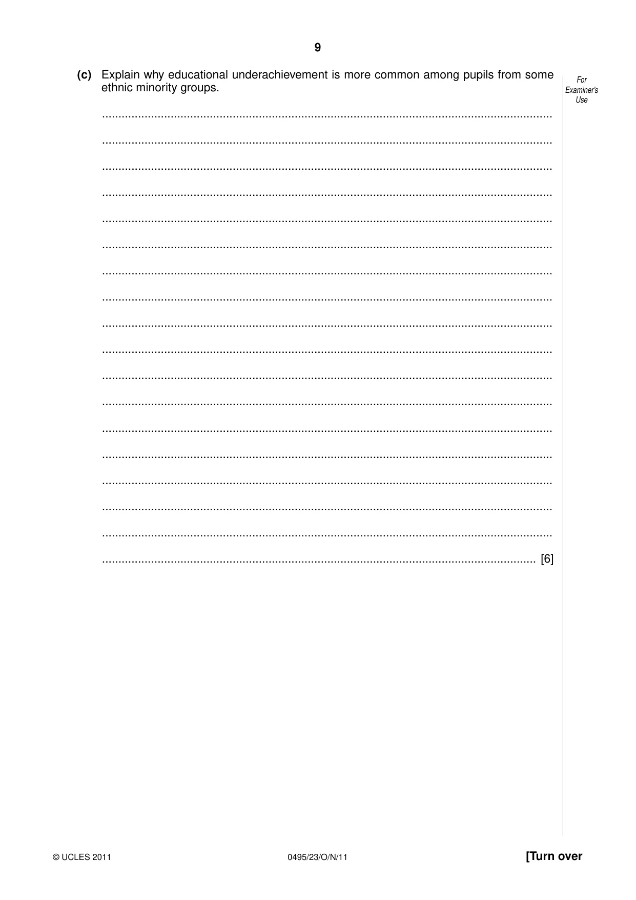 Cambridge IGCSE Sociology 0495 2011 Oct/Nov Paper 2 · Variant 3 question paper, page 9 of 28