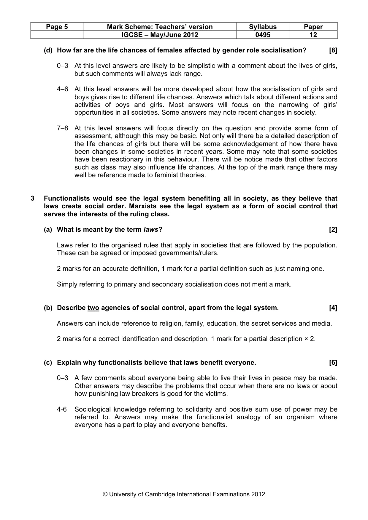 Mark scheme, page 5 of 11