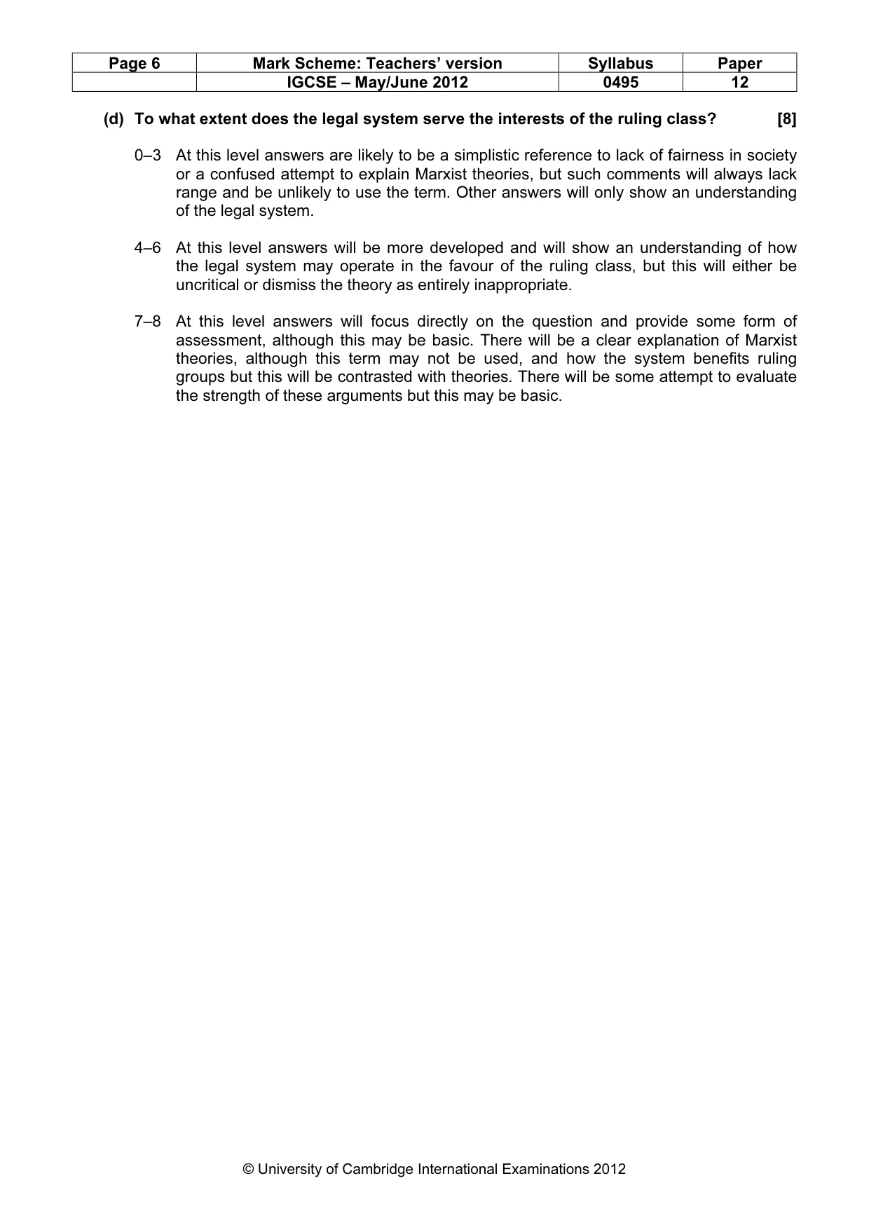 Mark scheme, page 6 of 11