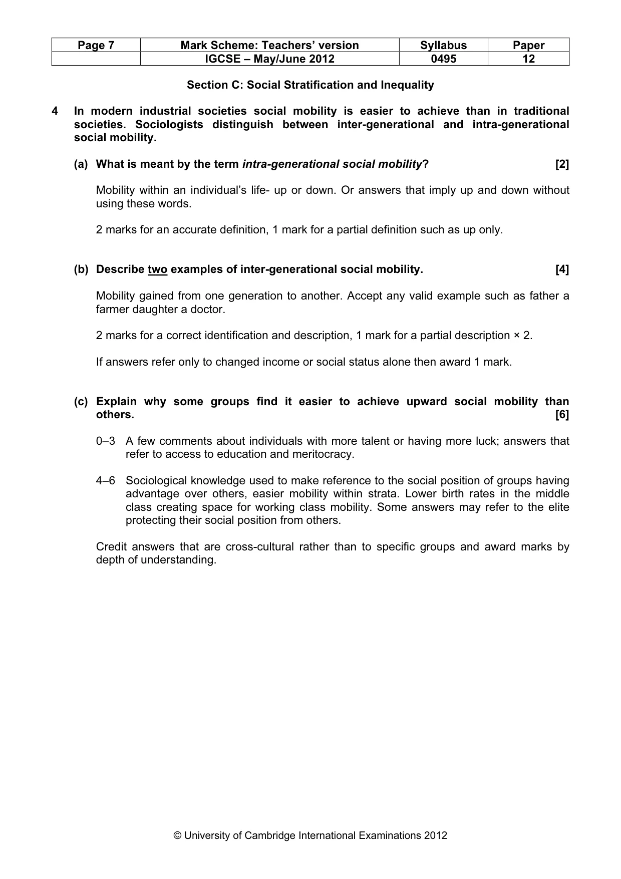 Mark scheme, page 7 of 11