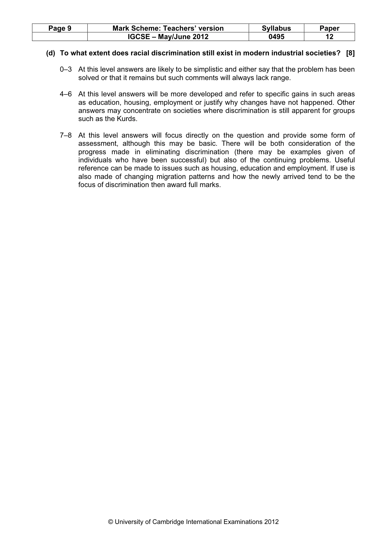 Mark scheme, page 9 of 11