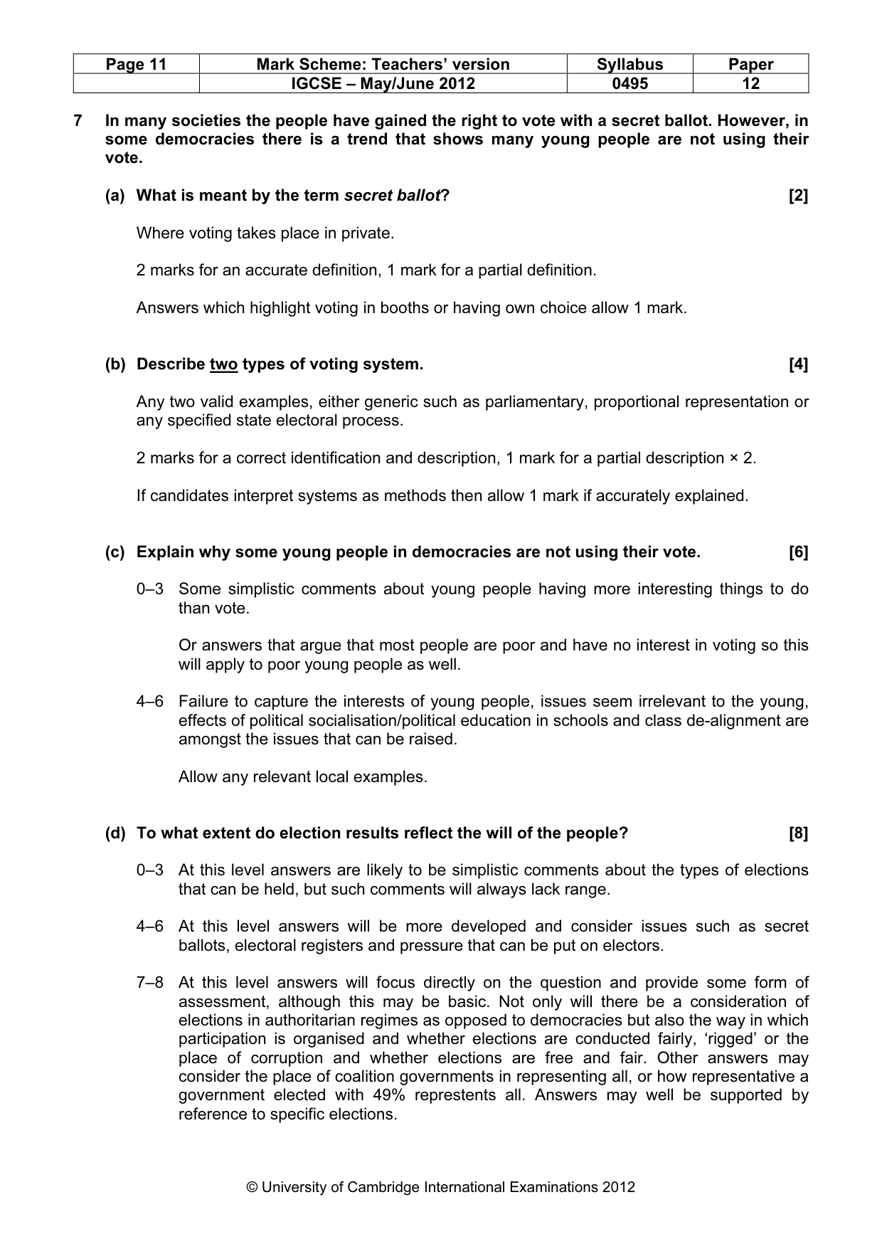Mark scheme, page 11 of 11