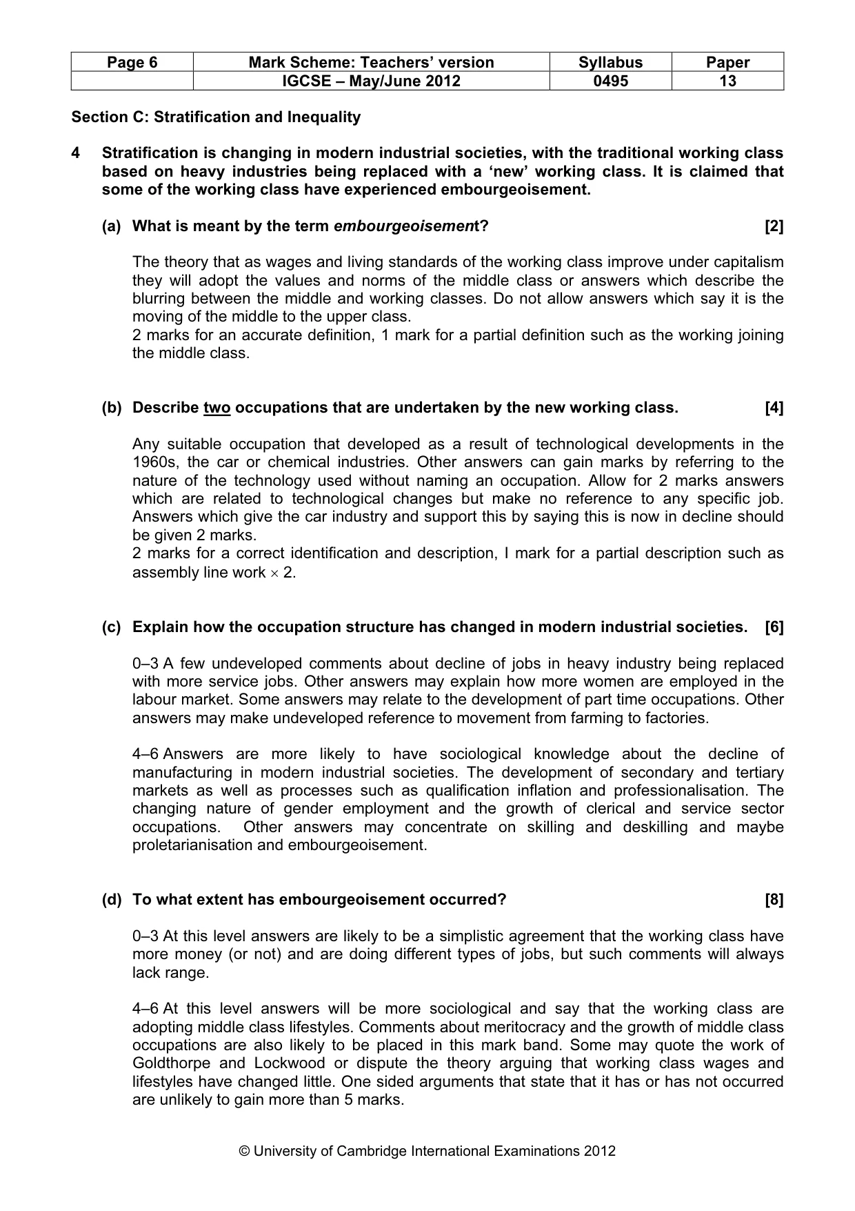 Mark scheme, page 6 of 10