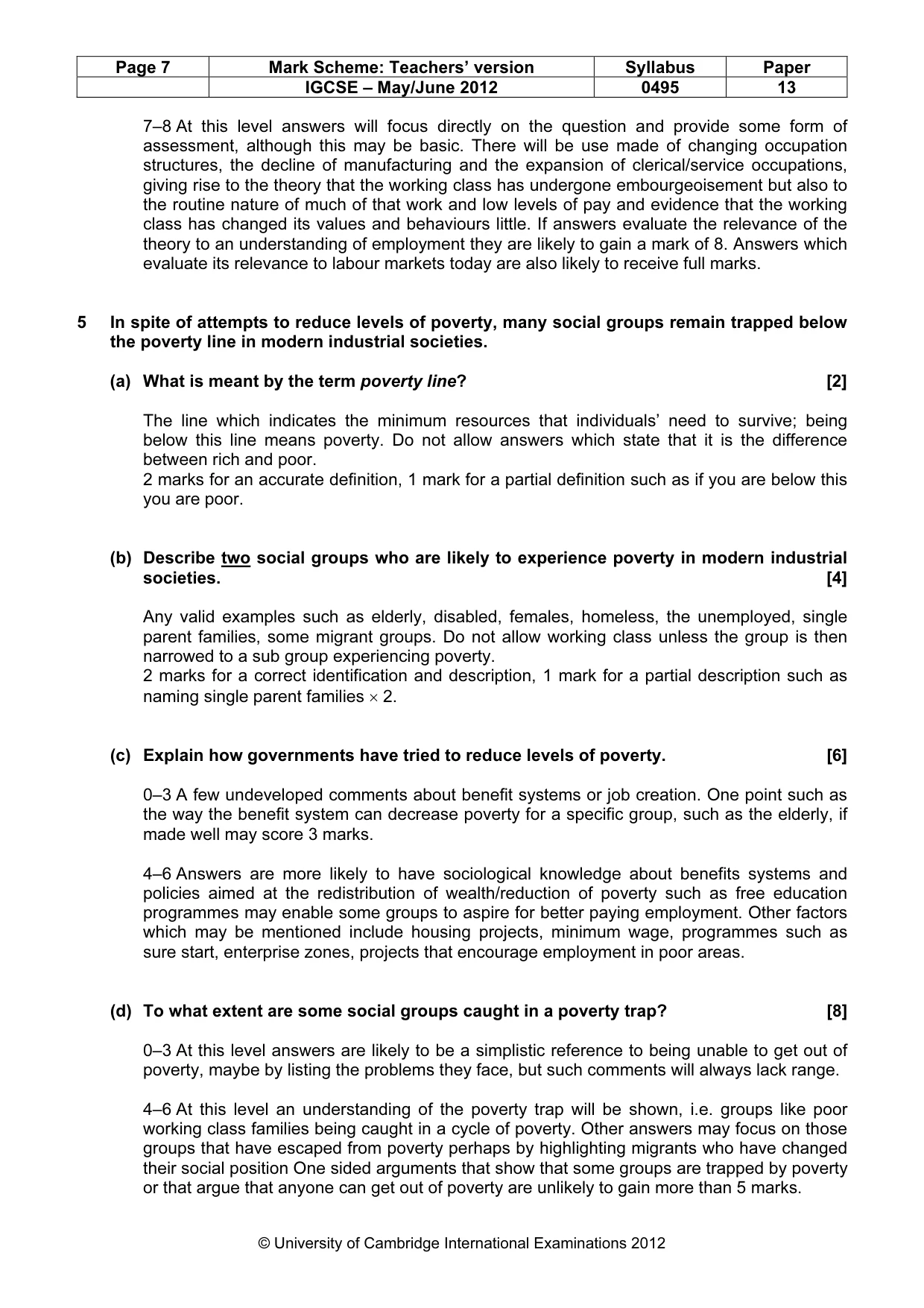 Mark scheme, page 7 of 10