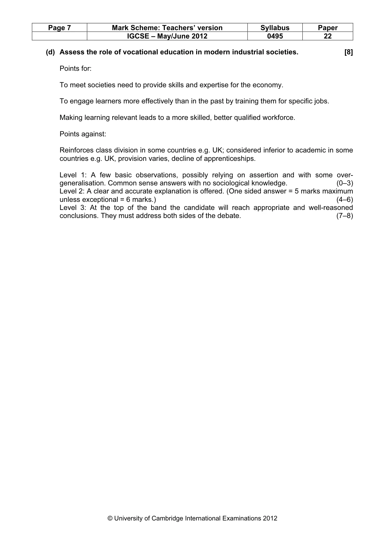 Mark scheme, page 7 of 12