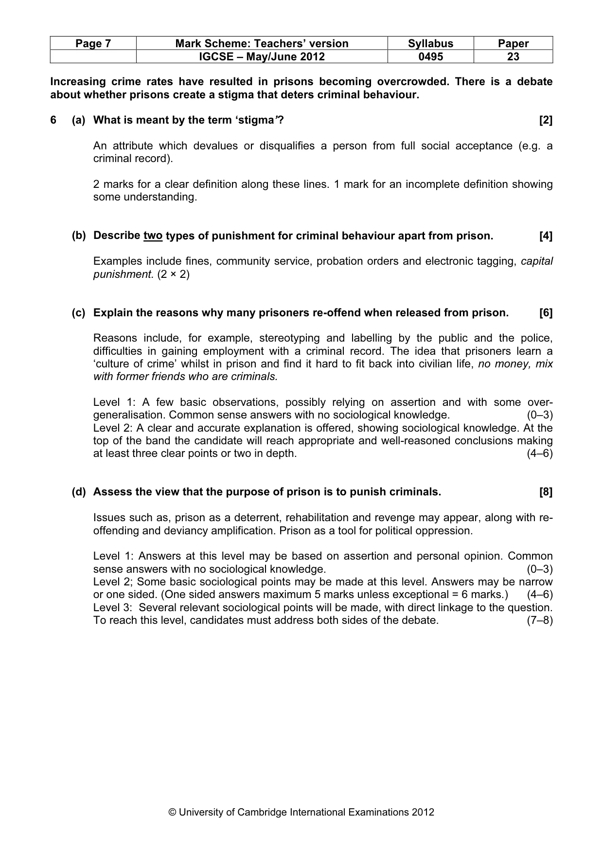 Mark scheme, page 7 of 9