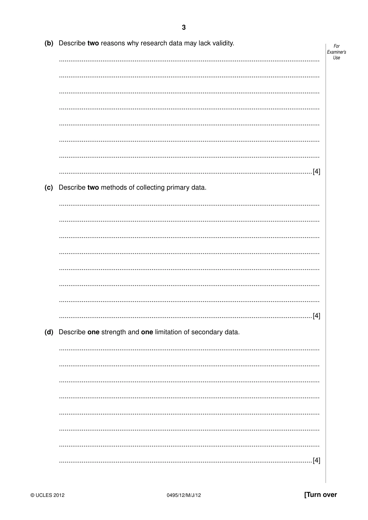 Cambridge IGCSE Sociology 0495 2012 May/June Paper 1 · Variant 2 question paper, page 3 of 28
