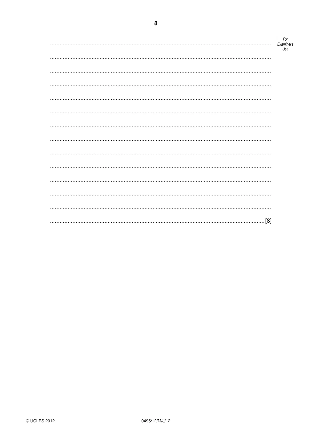 Cambridge IGCSE Sociology 0495 2012 May/June Paper 1 · Variant 2 question paper, page 8 of 28