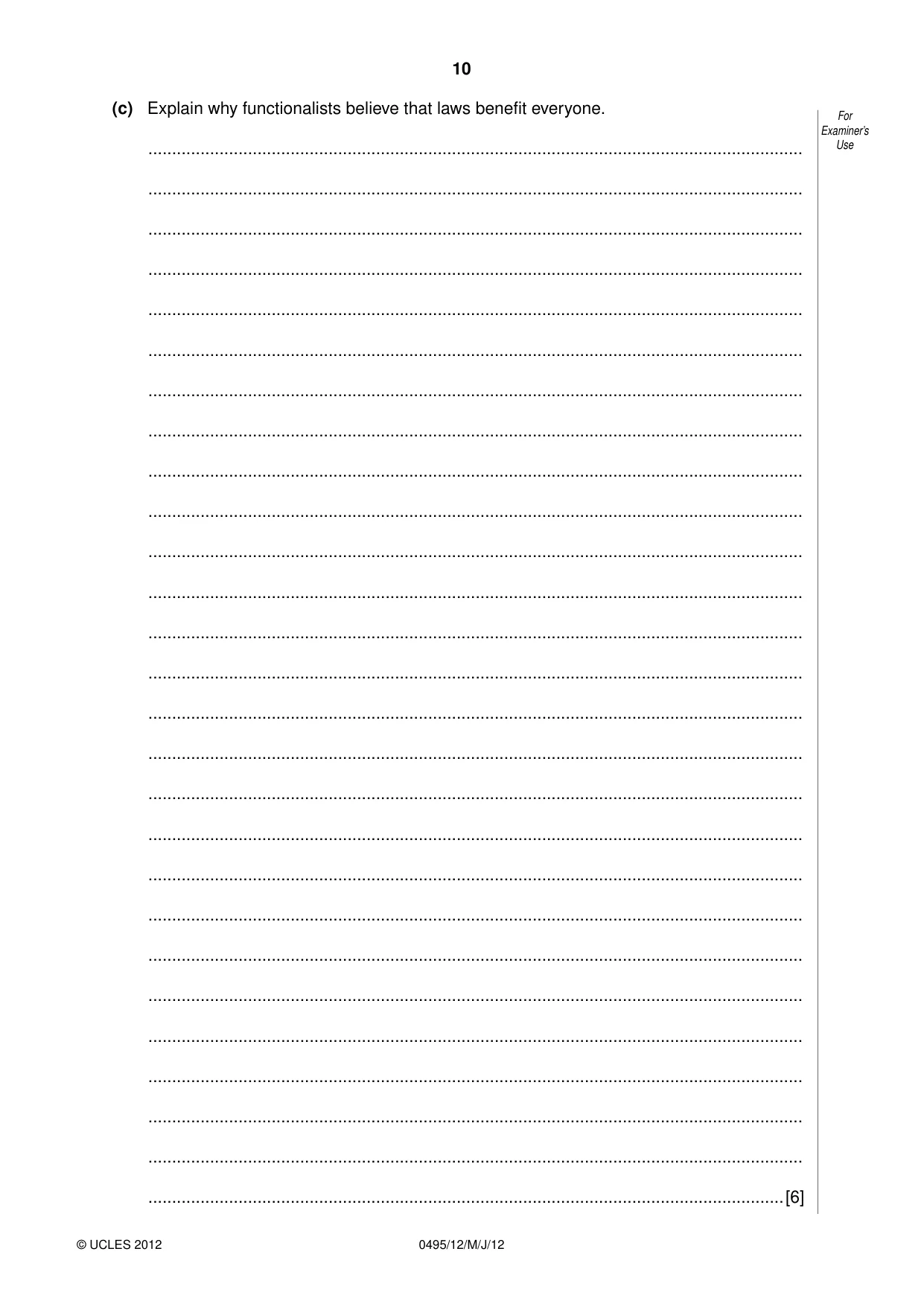 Cambridge IGCSE Sociology 0495 2012 May/June Paper 1 · Variant 2 question paper, page 10 of 28