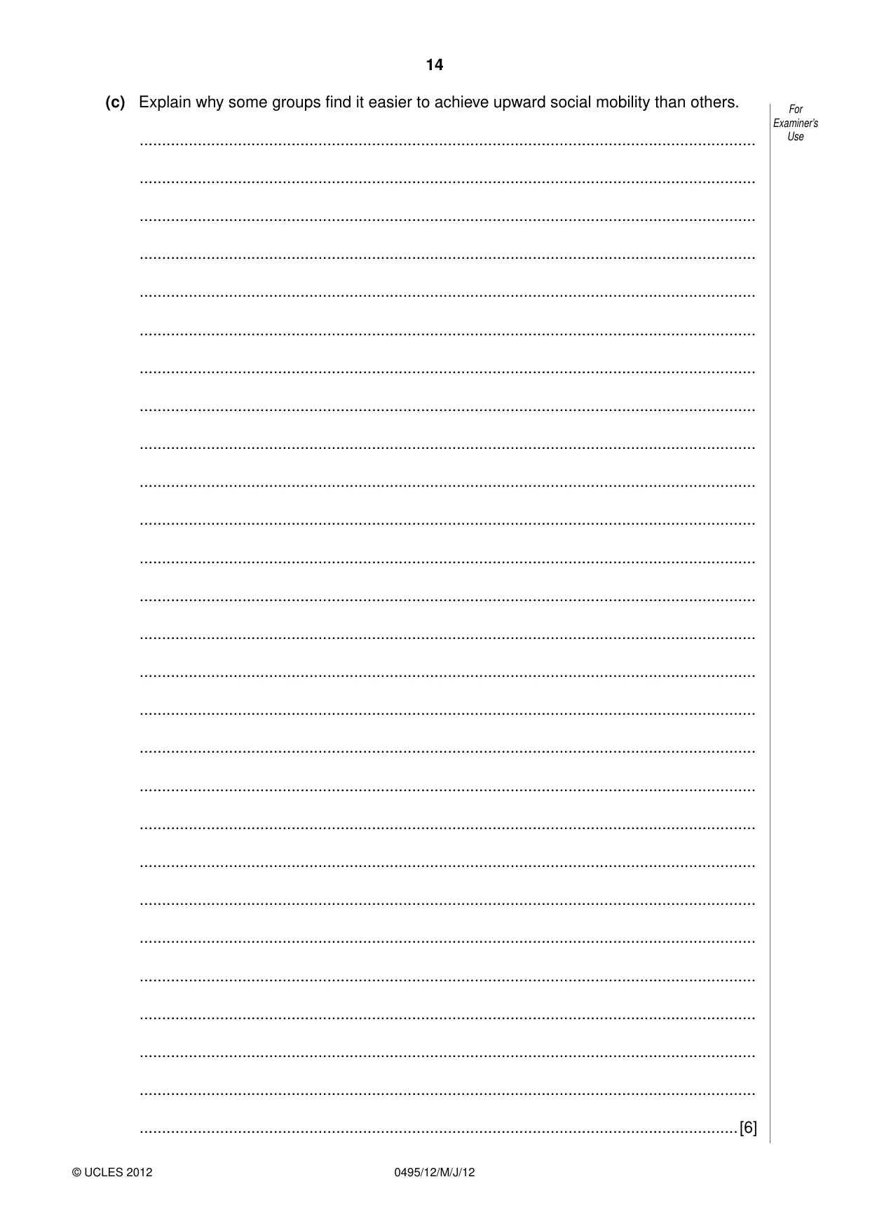 Cambridge IGCSE Sociology 0495 2012 May/June Paper 1 · Variant 2 question paper, page 14 of 28