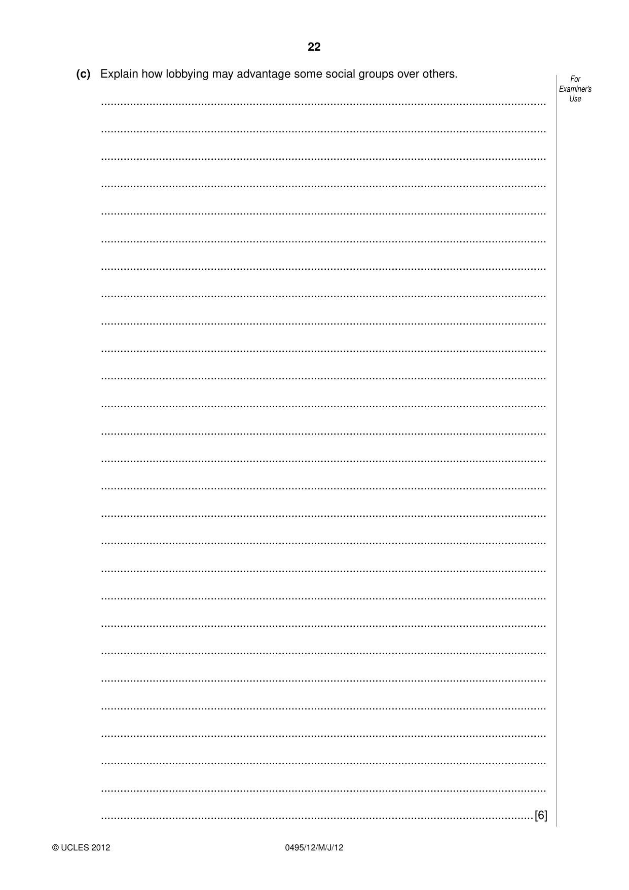 Cambridge IGCSE Sociology 0495 2012 May/June Paper 1 · Variant 2 question paper, page 22 of 28