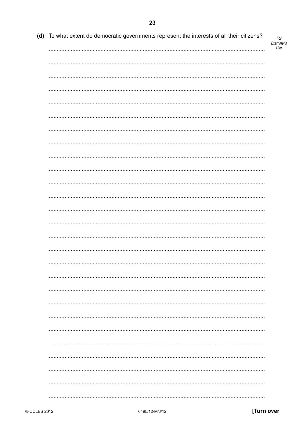 Cambridge IGCSE Sociology 0495 2012 May/June Paper 1 · Variant 2 question paper, page 23 of 28