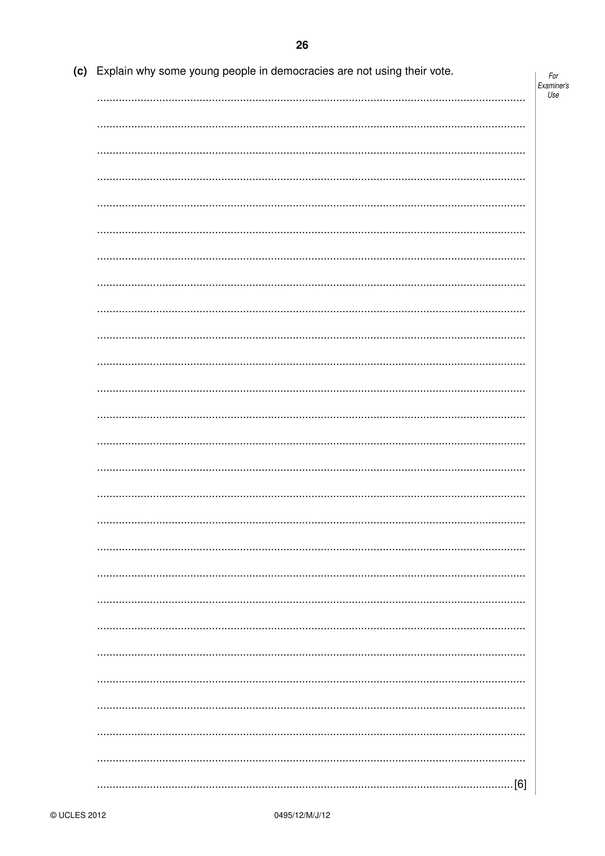 Cambridge IGCSE Sociology 0495 2012 May/June Paper 1 · Variant 2 question paper, page 26 of 28