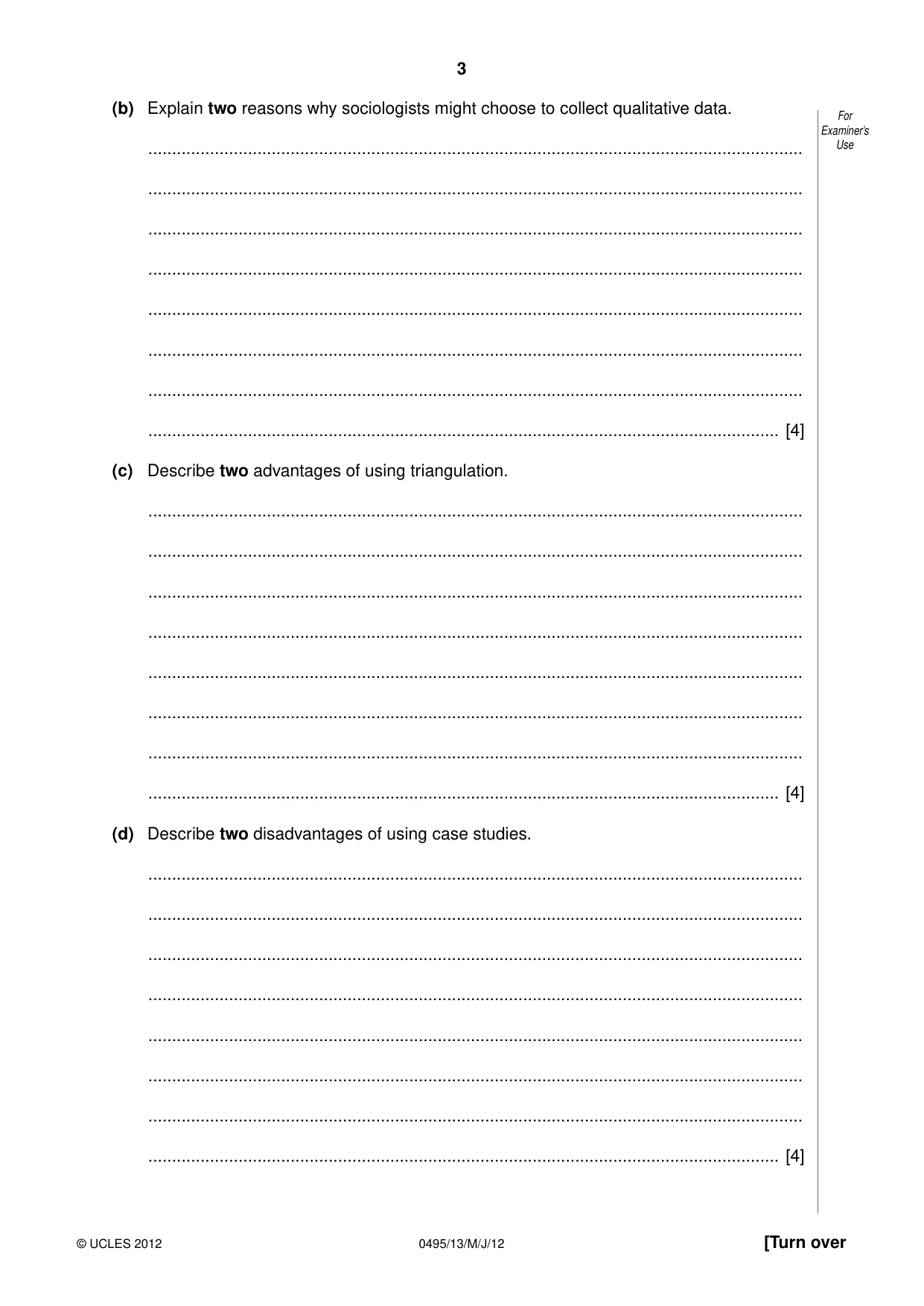 Cambridge IGCSE Sociology 0495 2012 May/June Paper 1 · Variant 3 question paper, page 3 of 28