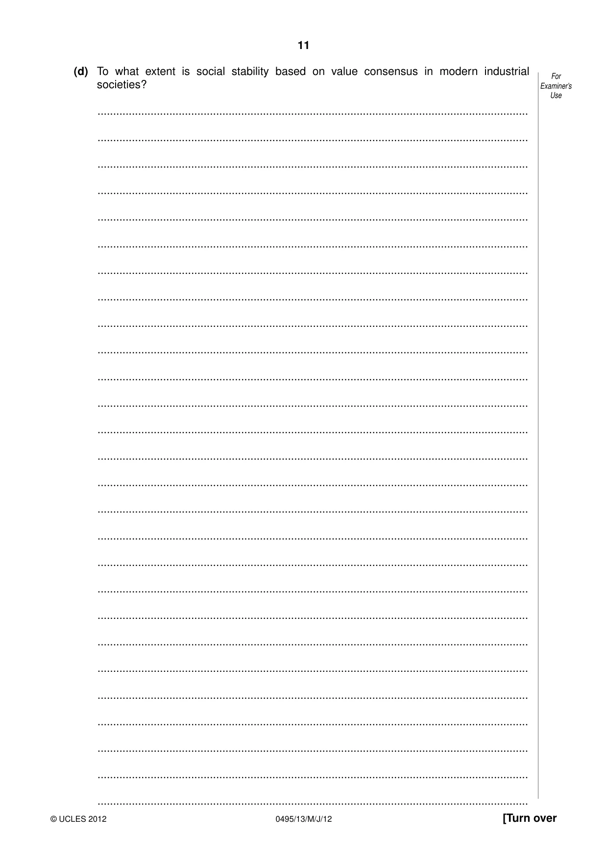 Cambridge IGCSE Sociology 0495 2012 May/June Paper 1 · Variant 3 question paper, page 11 of 28