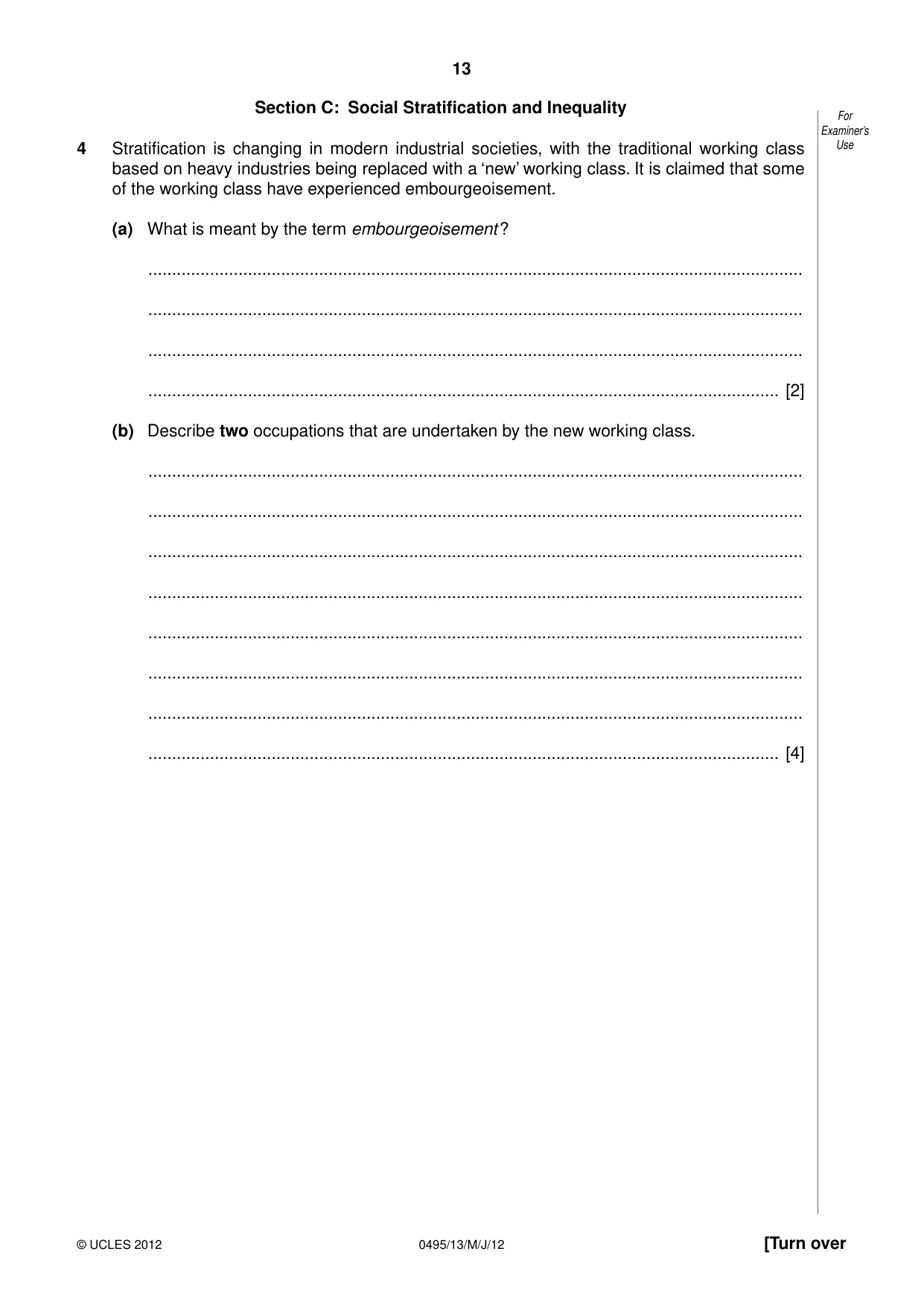 Cambridge IGCSE Sociology 0495 2012 May/June Paper 1 · Variant 3 question paper, page 13 of 28