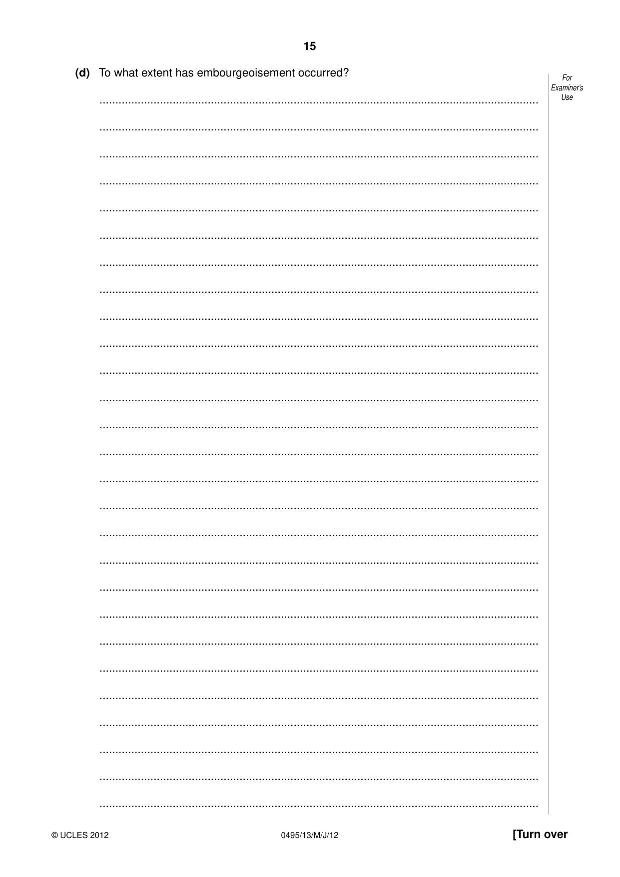 Cambridge IGCSE Sociology 0495 2012 May/June Paper 1 · Variant 3 question paper, page 15 of 28