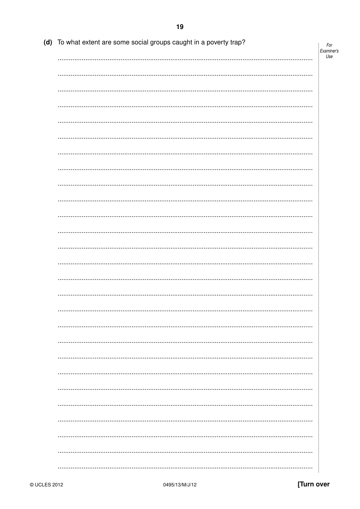Cambridge IGCSE Sociology 0495 2012 May/June Paper 1 · Variant 3 question paper, page 19 of 28