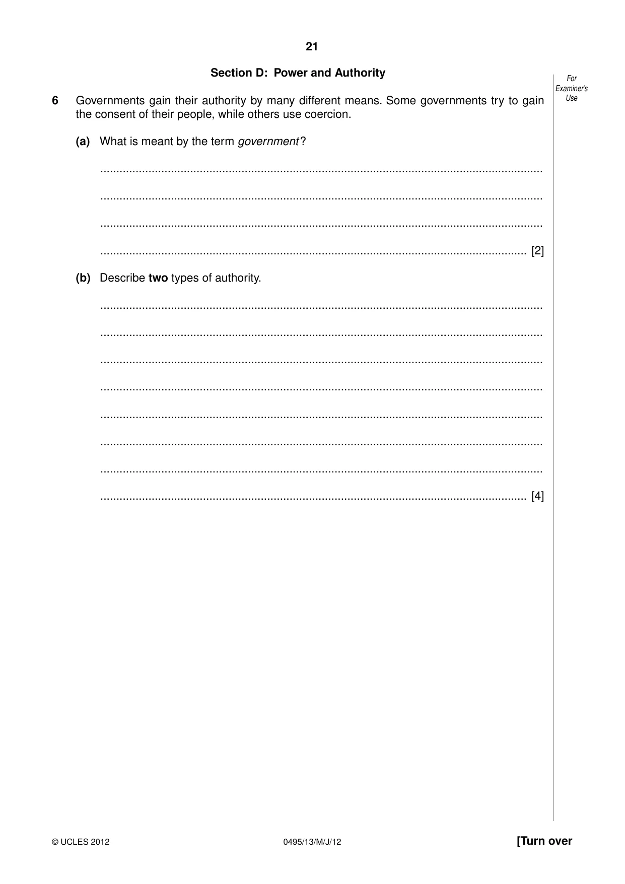 Cambridge IGCSE Sociology 0495 2012 May/June Paper 1 · Variant 3 question paper, page 21 of 28